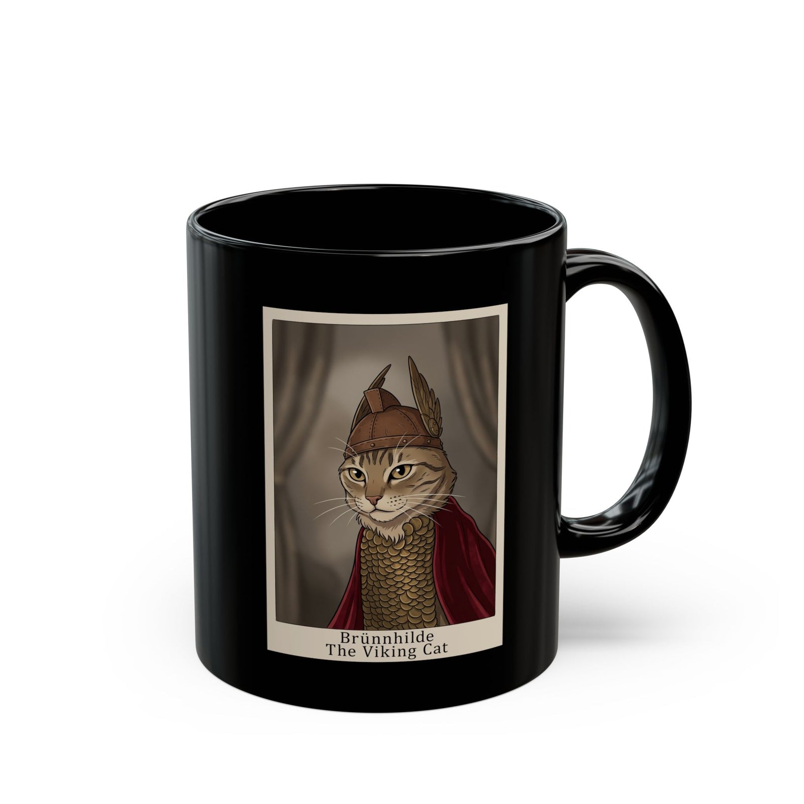 Brünnhilde The Viking Cat Black Mug