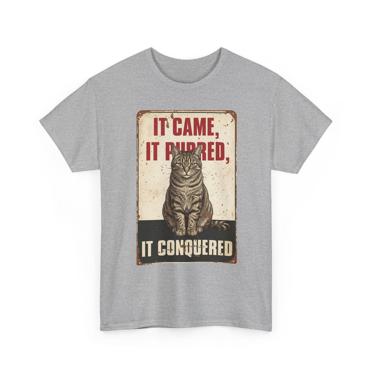 Cat T-Shirt 'It Came, It Purred, It Conquered' Vintage Cat Graphic Tee