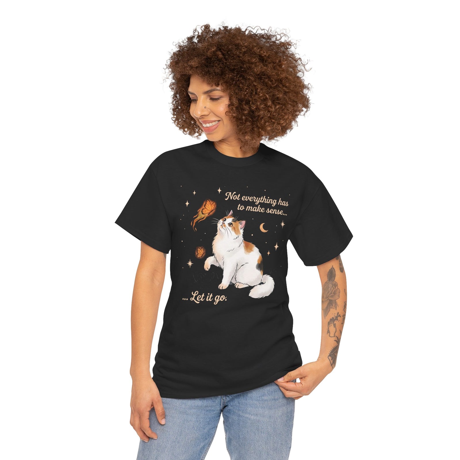 Vintage Whimsical Cat T-Shirt — Spiritual Quote Graphic Tee