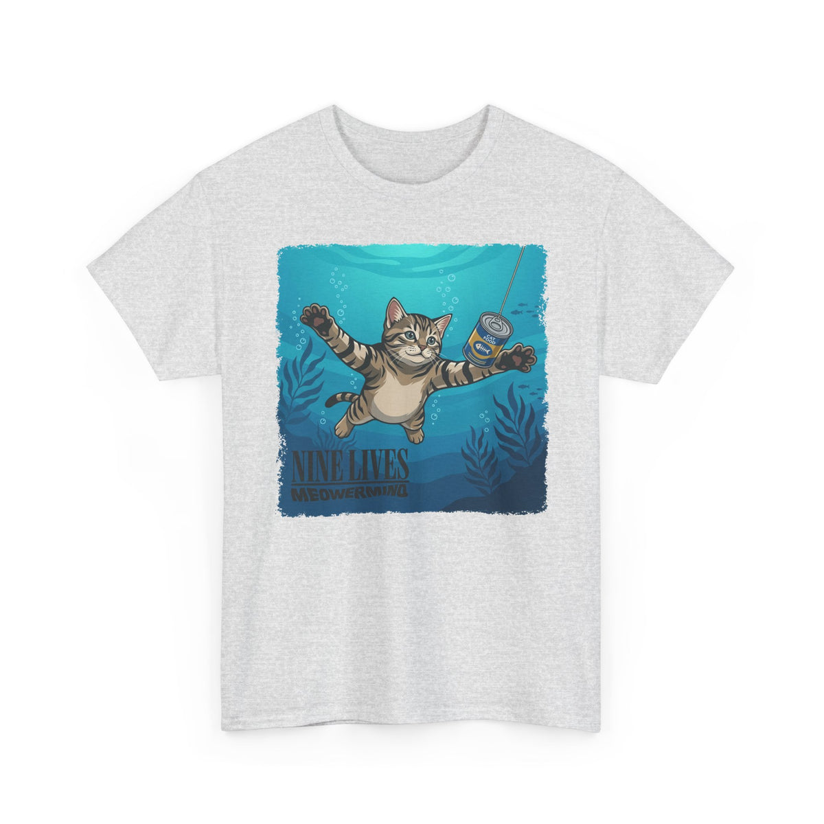 T-Shirt — 'Nine Lives' Diving Cat Graphic Tee