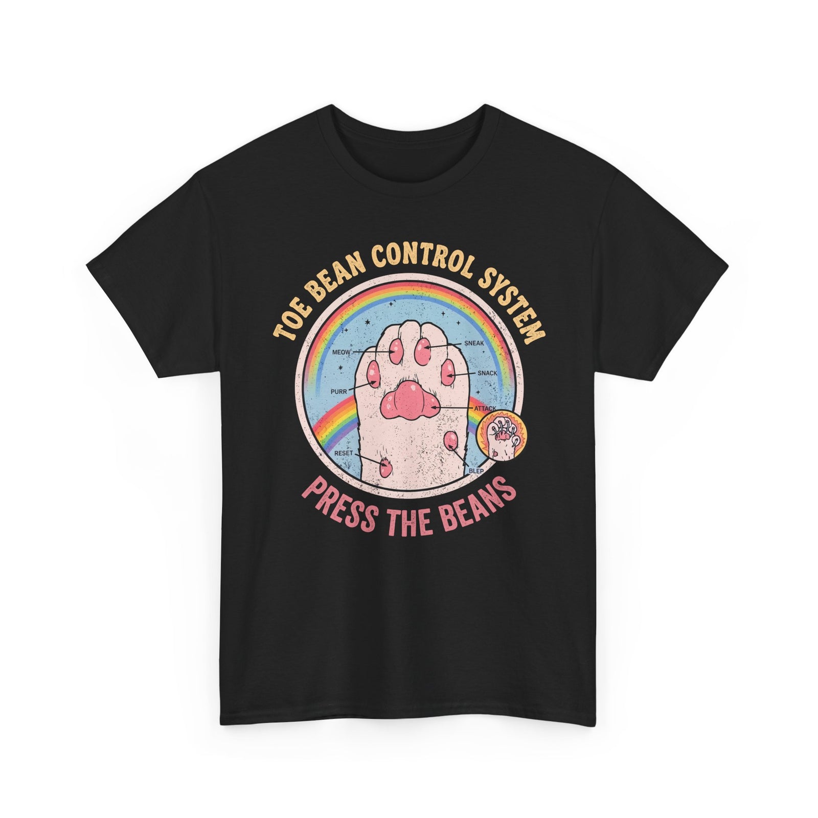Toe Bean Control System T-Shirt — Funny Cat Paw Infographic Tee