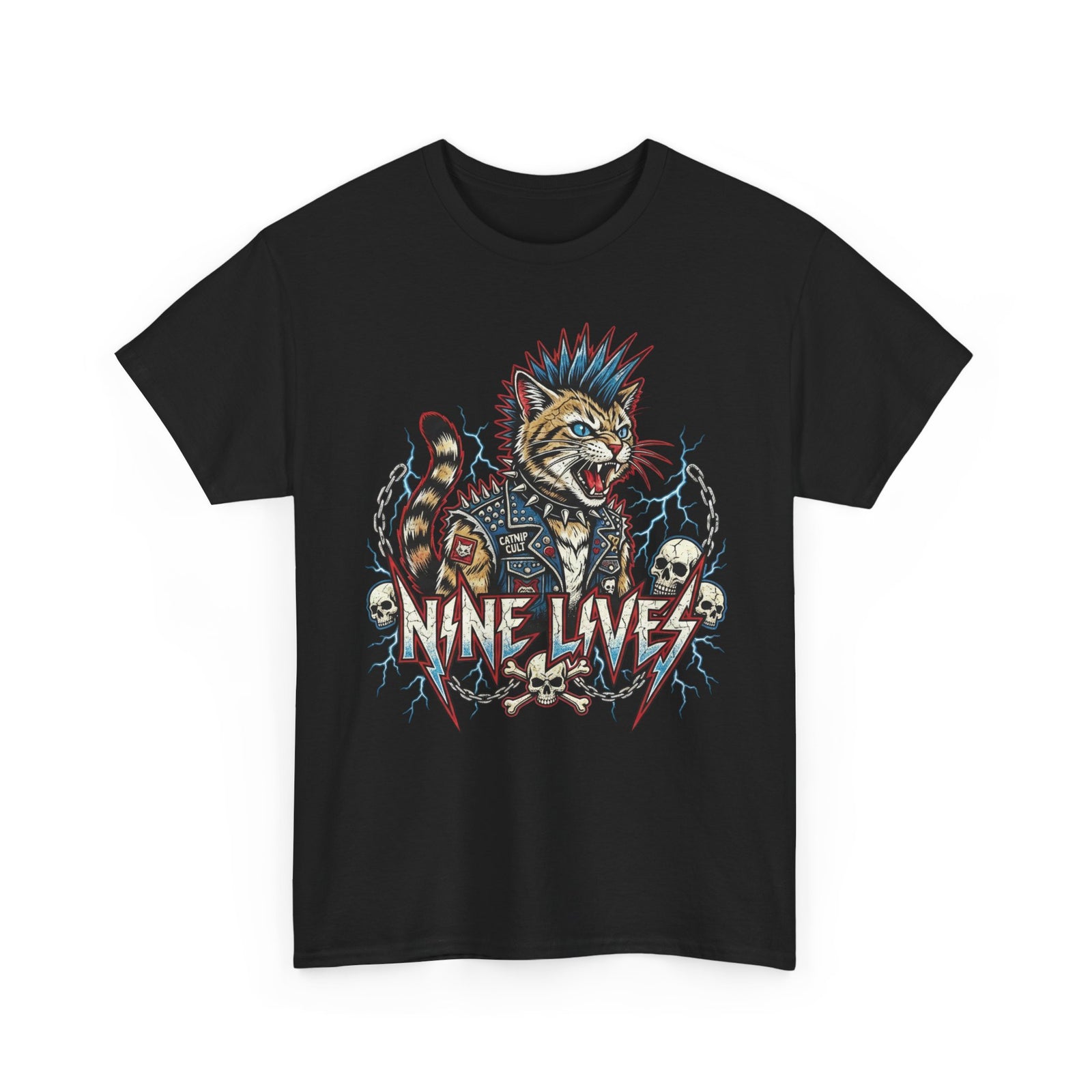 Nine Lives Cat T-Shirt — Retro Feline Graphic Tee