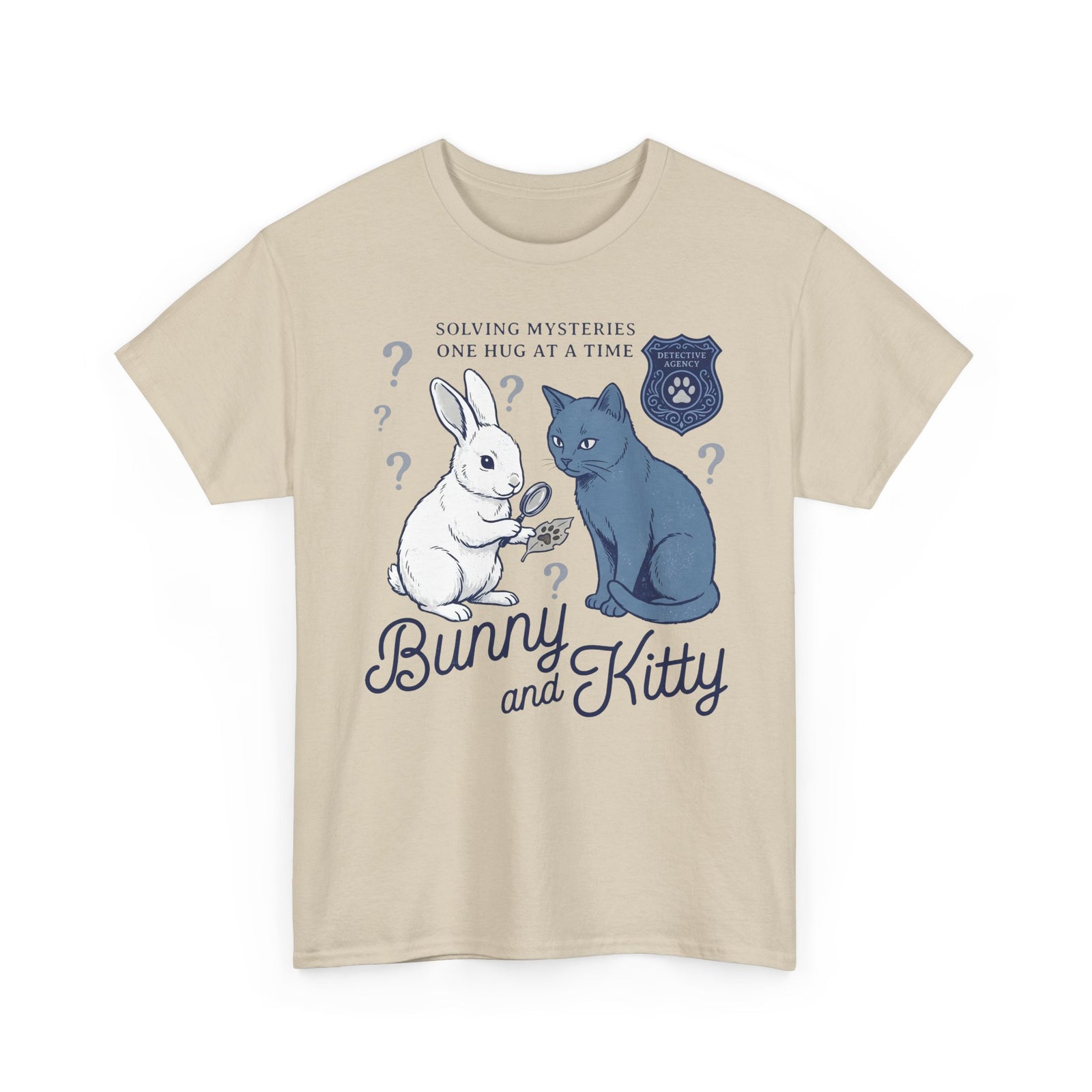 Detective Bunny & Kitty T-Shirt — Cute 'Solving Mysteries One Hug At A Time' Tee