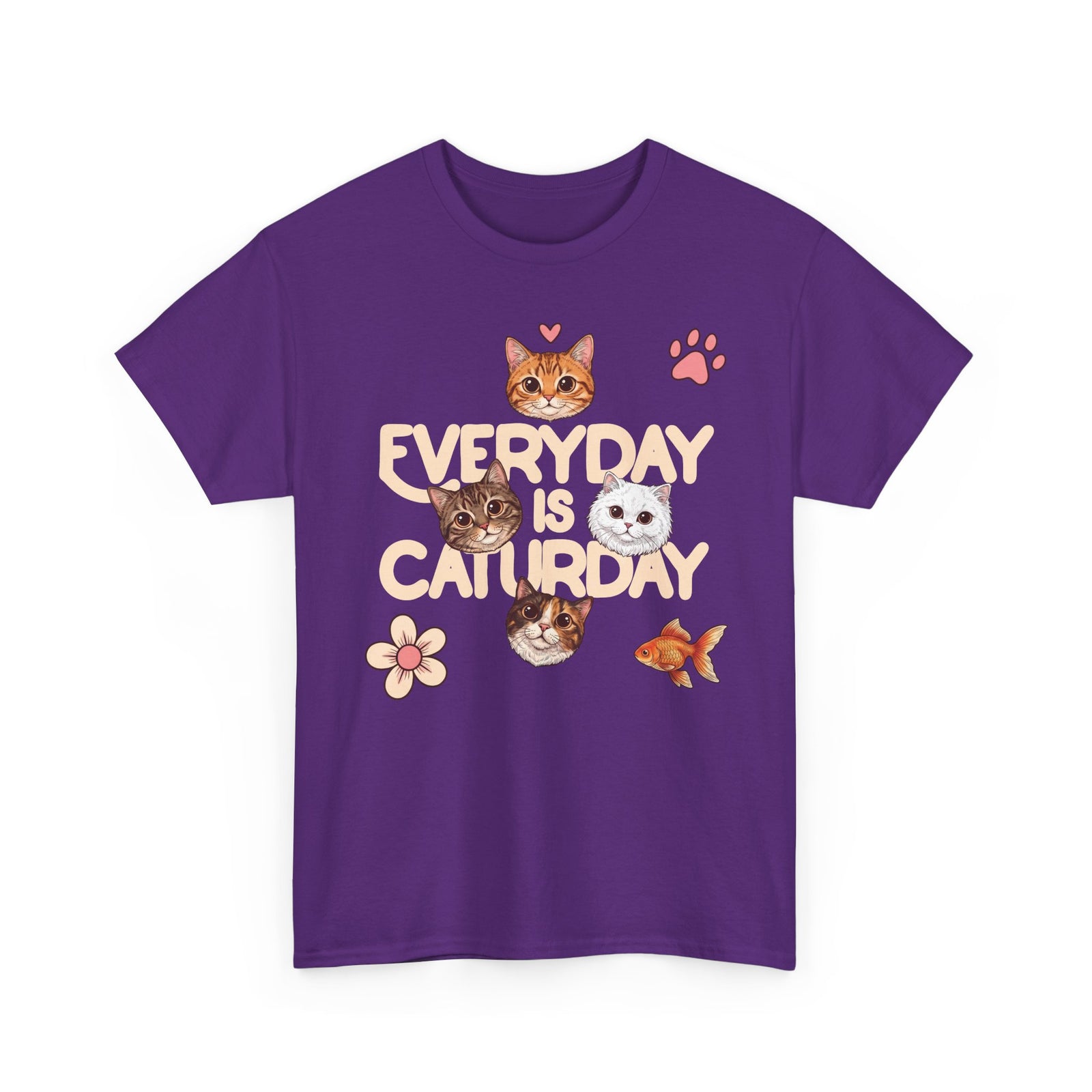 Everyday Is Caturday T-Shirt — Cute Whimsical Four Cats Graphic Tee