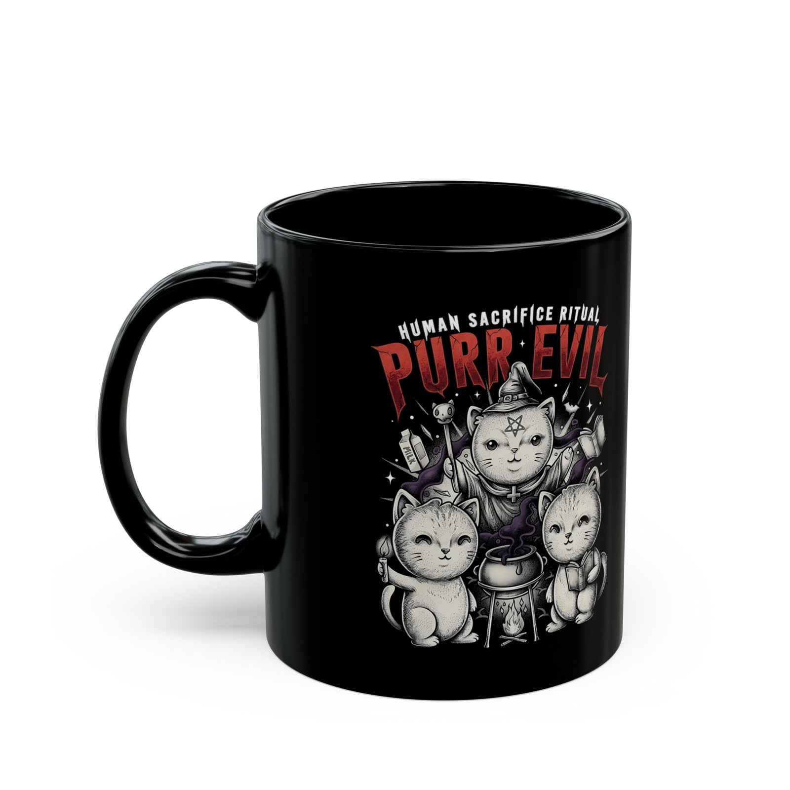 Purr Evil Witch Cats Black Mug — Spooky Alternative Magic Drinkware