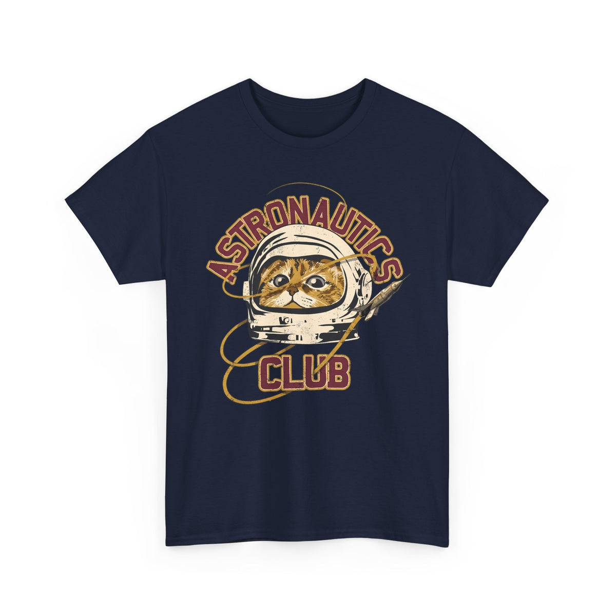 Astronautics Club T-Shirt — Retro Space Cat Astronaut Graphic Tee