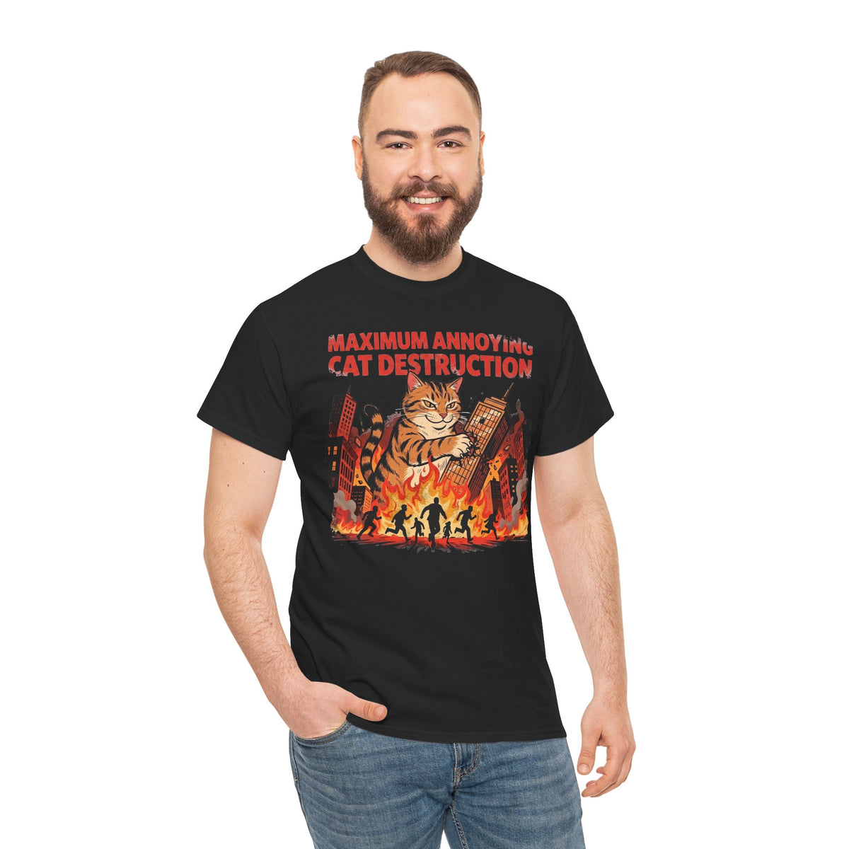 Cat Destruction Tee — 'Maximum Annoyance: Cat Destruction' Retro Apocalyptic Cat Graphic T‑Shirt