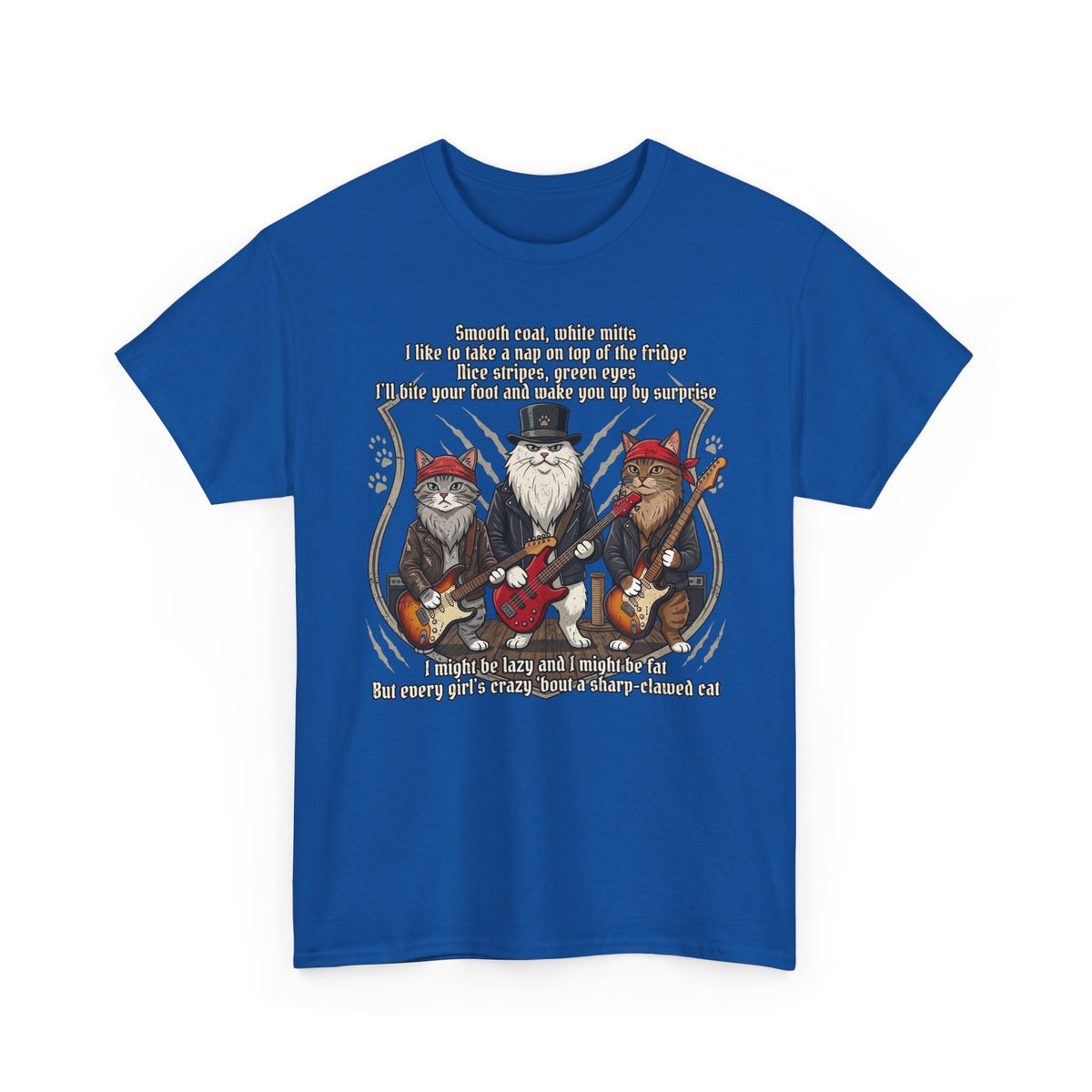 Cat Rock Band T‑Shirt — "I Might Be Lazy" Funny Guitar Cats Tee