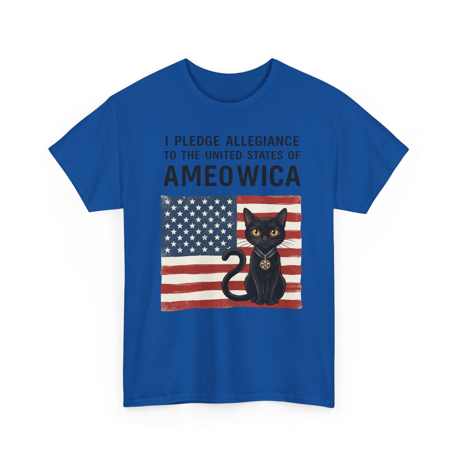 "United States of Ameowica" Funny Patriotic Black Cat T-Shirt