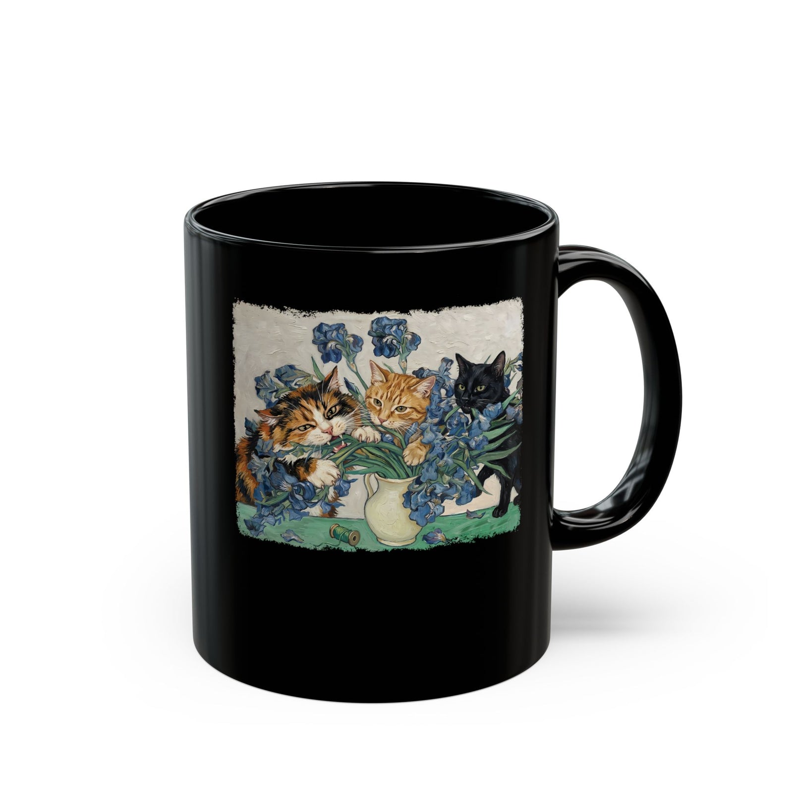Cats and Masterpiece Black Mug