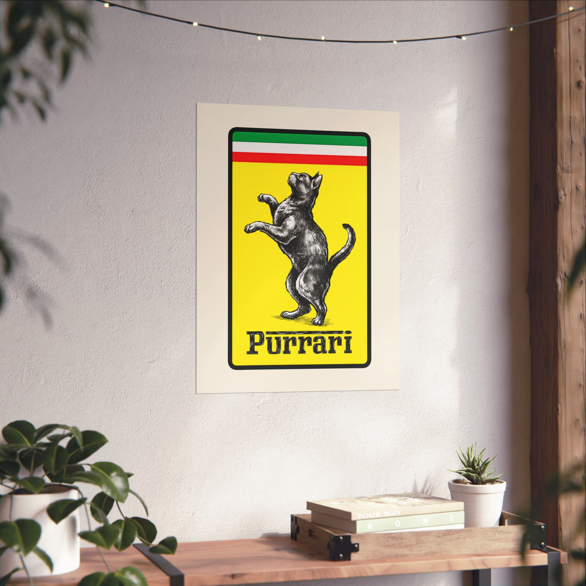 Purrari Poster — Cat Racing Graphic Poster