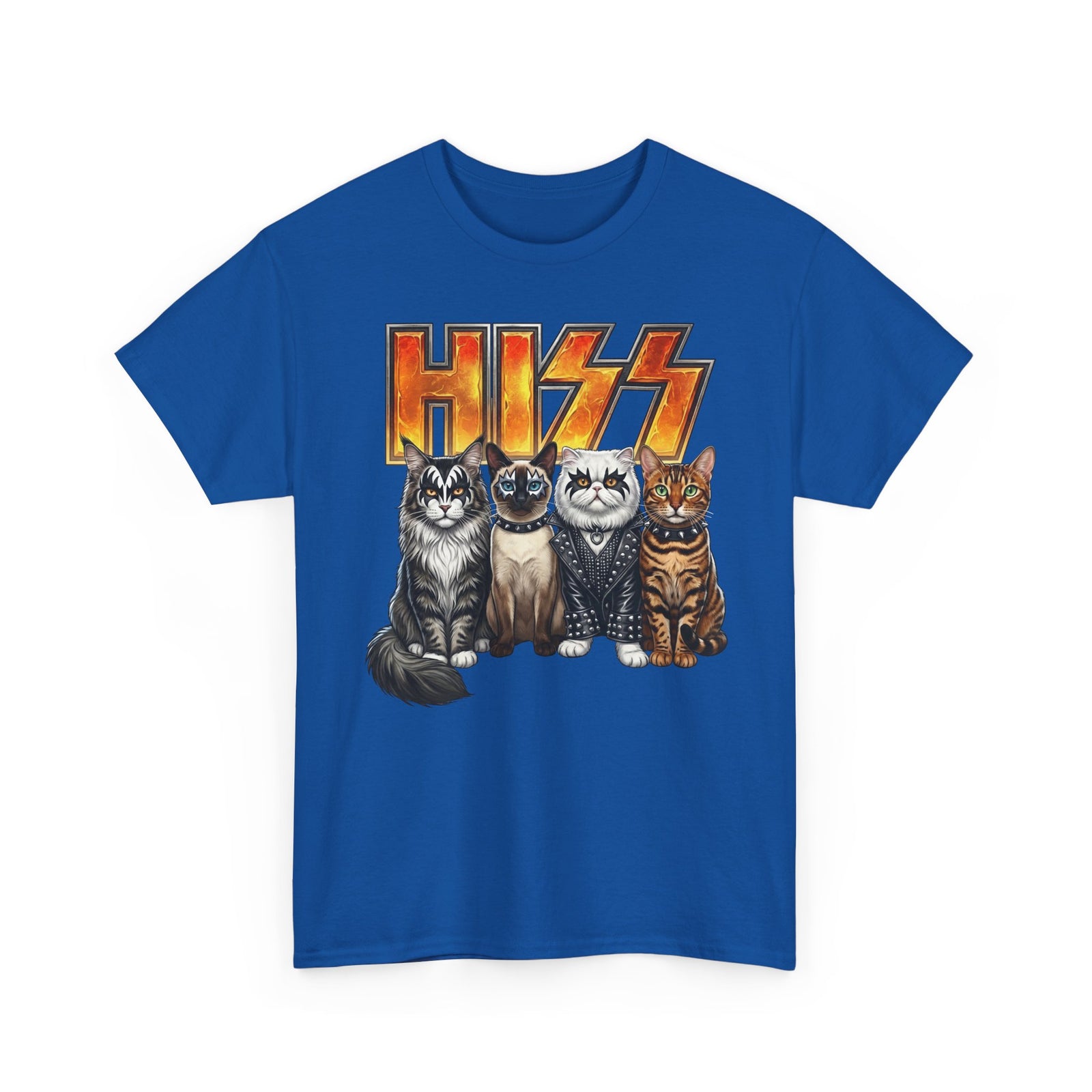 Heavy Metal Cat Hiss T-Shirt — Retro Rock Cat Graphic Tee