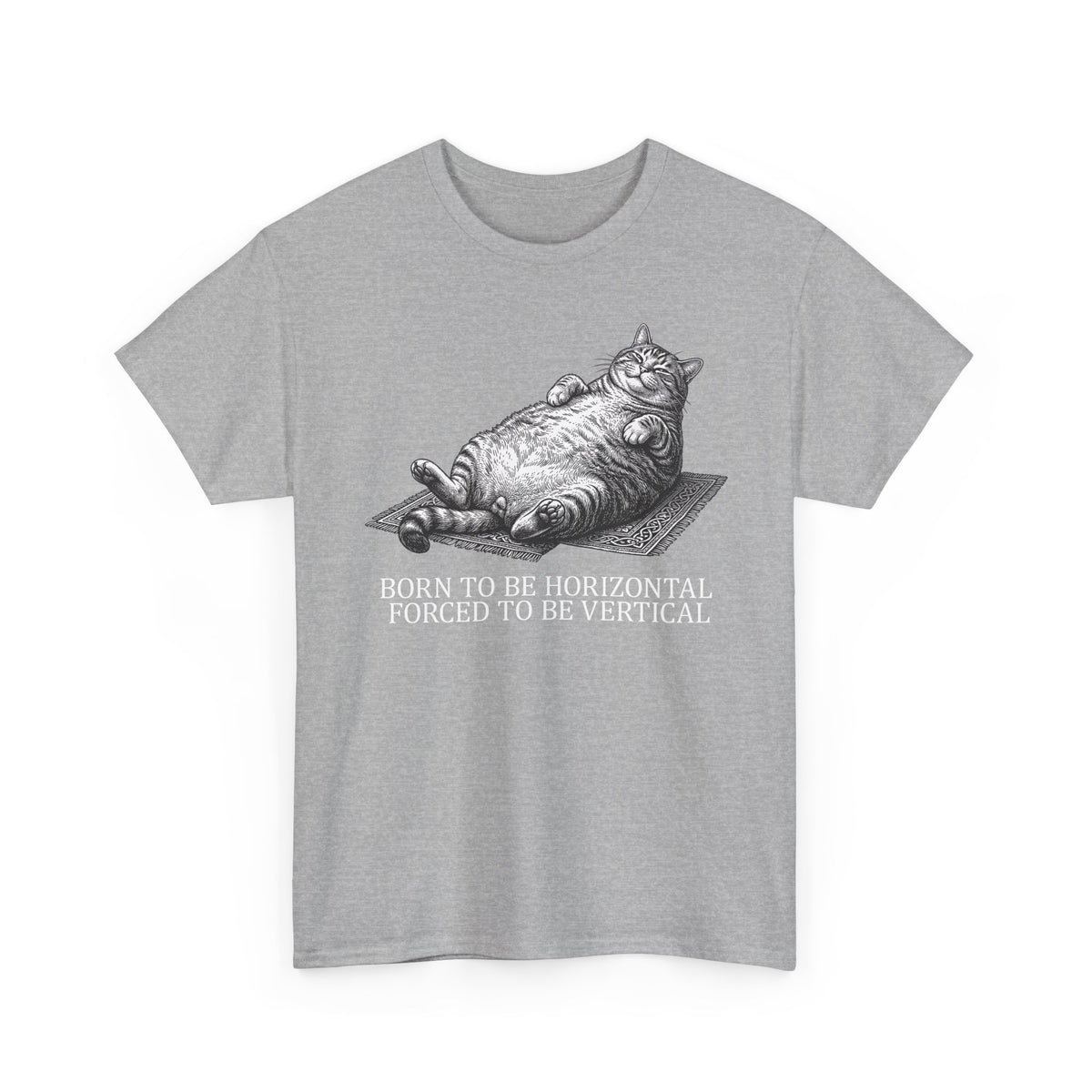 Born to Be Horizontal Fat Cat T-Shirt — Funny Lazy Cat Tee