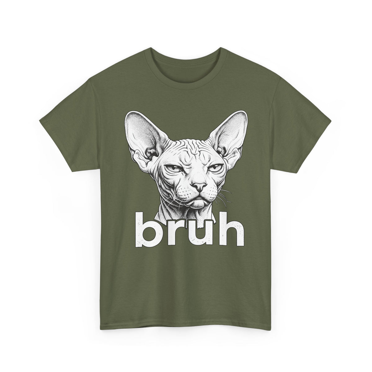 Bruh Sphynx Cat T-Shirt — Funny Unimpressed Hairless Cat Meme Tee