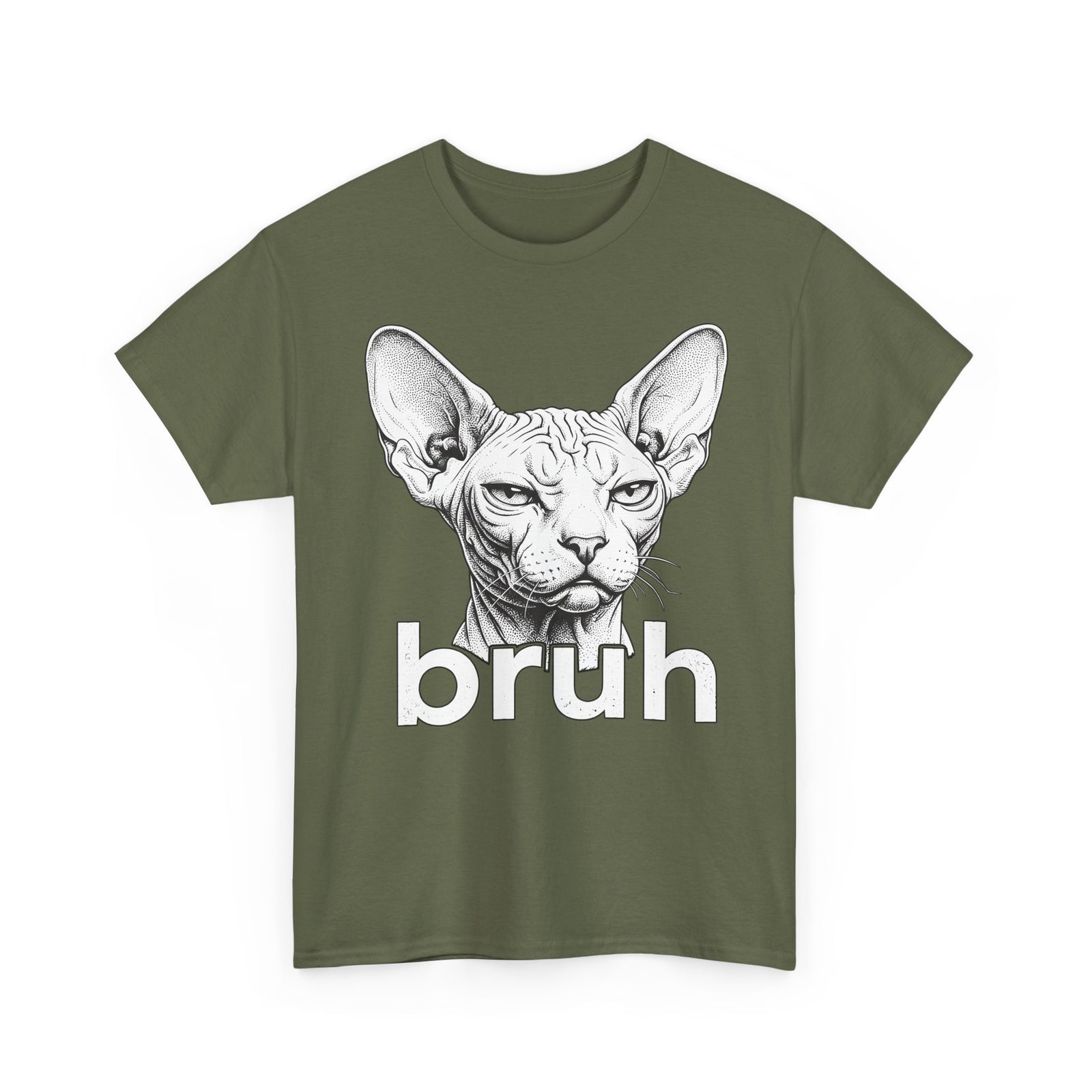 Bruh Sphynx Cat T-Shirt — Funny Unimpressed Hairless Cat Meme Tee