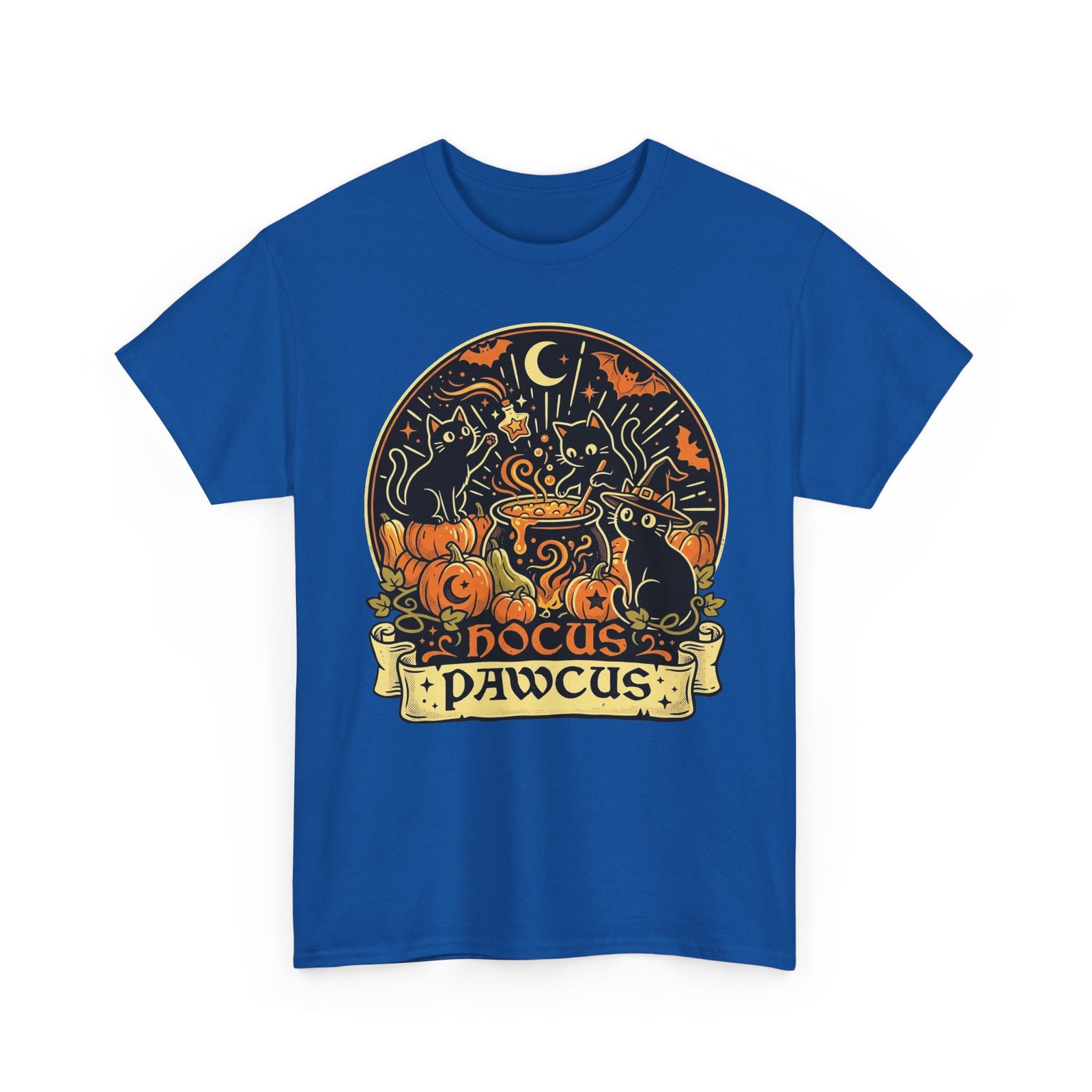 Hocus Pawcus Halloween T-Shirt — Cute Witch Cats Pumpkin Tee