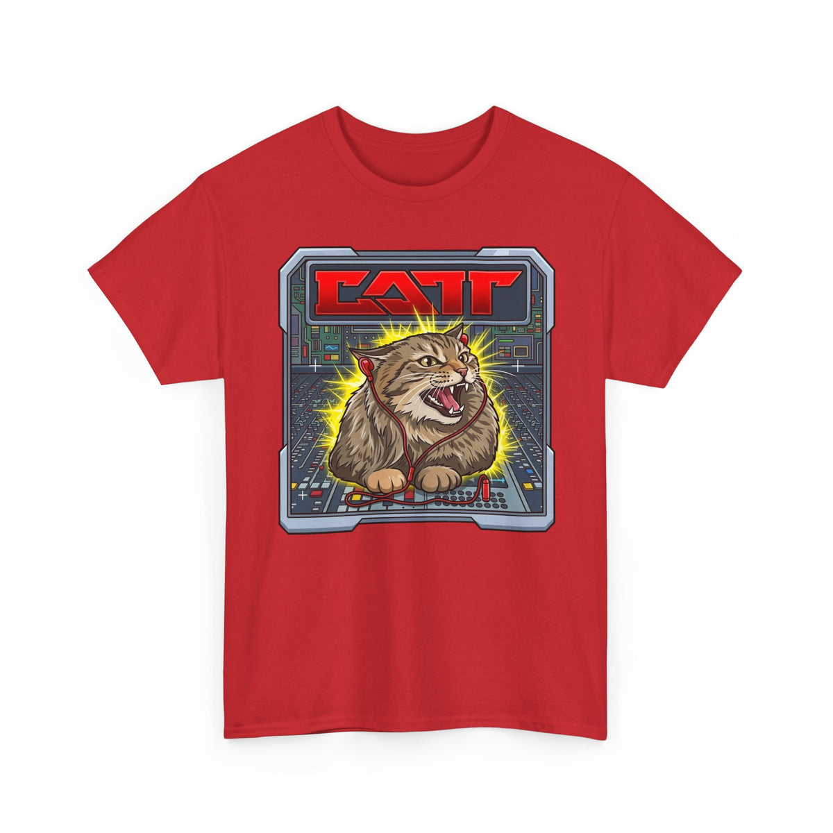 80s Hair Metal Cat T-Shirt — Vintage Rock Cat Graphic Tee