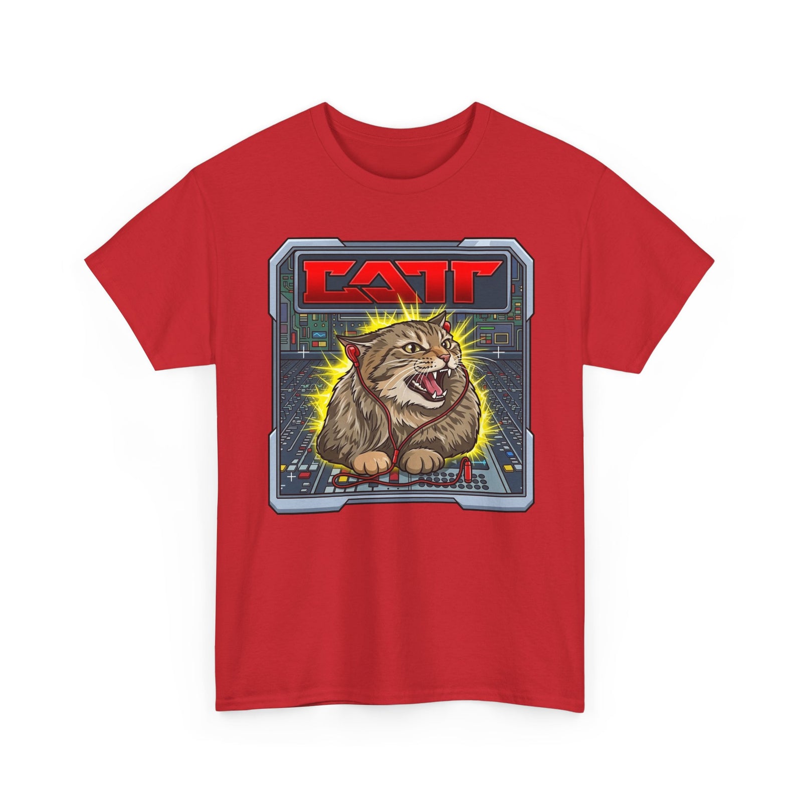80s Hair Metal Cat T-Shirt — Vintage Rock Cat Graphic Tee