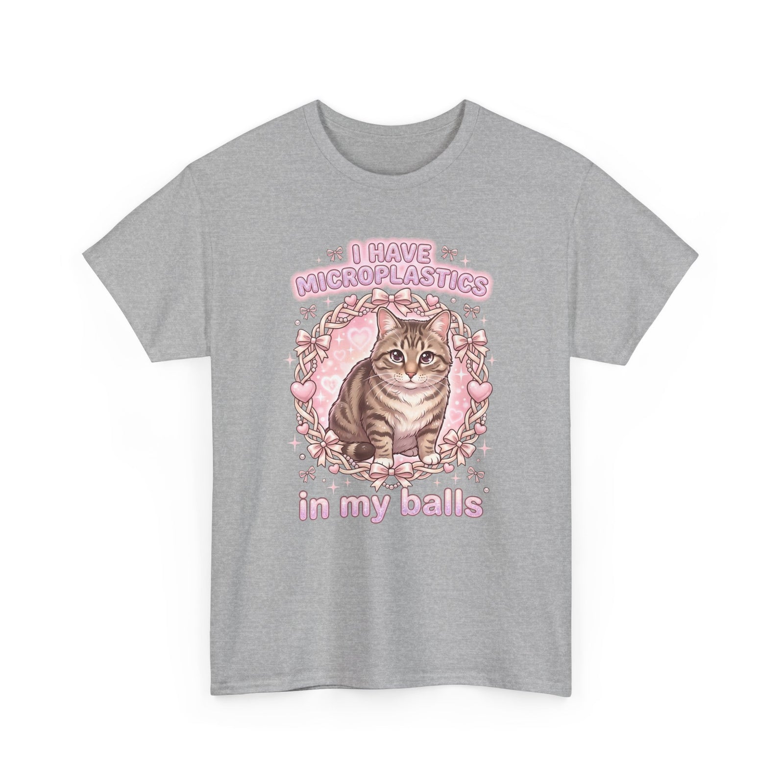 Funny Cat Tee "I Have Microplastics In My Balls" Meme Shirt