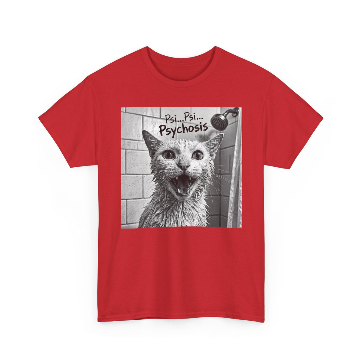 Psychosis Cat T-Shirt Funny Grunge Shower Cat Tee