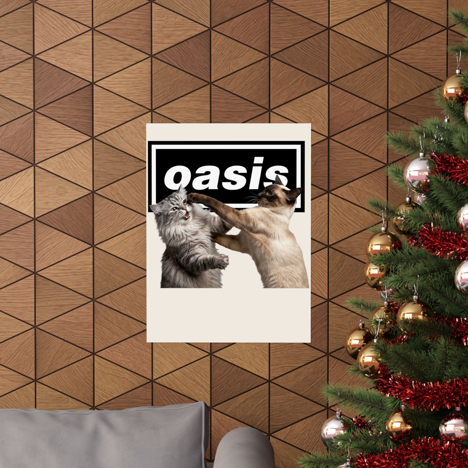 Oasis Cat Fight Poster — Desert Cat Battle Graphic Poster