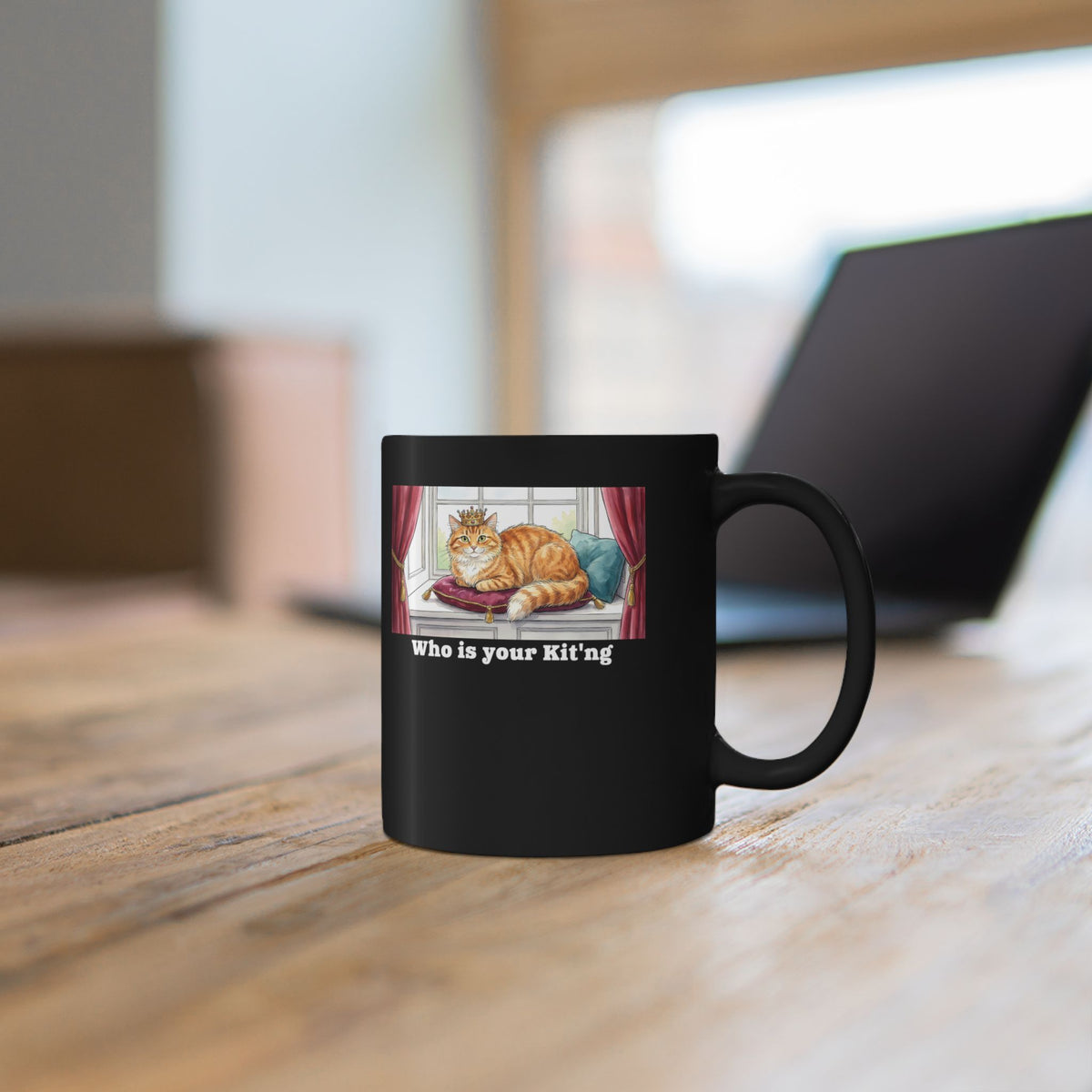 King Cat "Who Is Your Kit'ng" Black Mug
