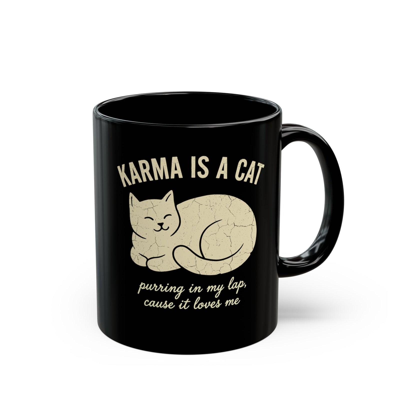 Karma Is A Cat Black Mug