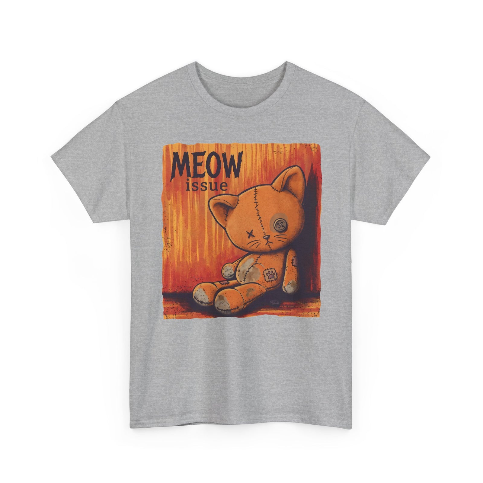 Meow Issue Stitched Plush Cat — Nu-Metal Parody Graphic Art