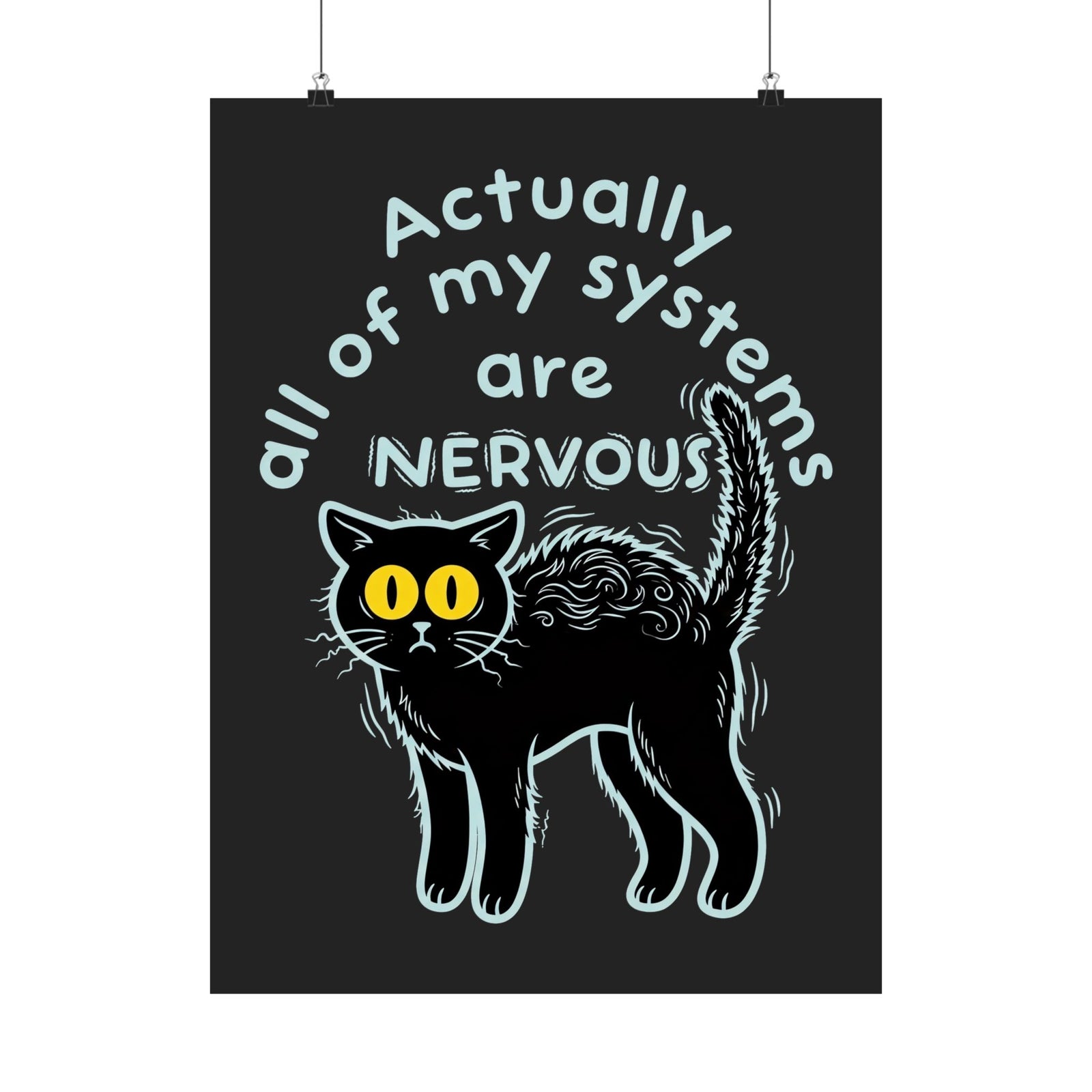 Actually All of My Systems Are NERVOUS Black Cat Poster