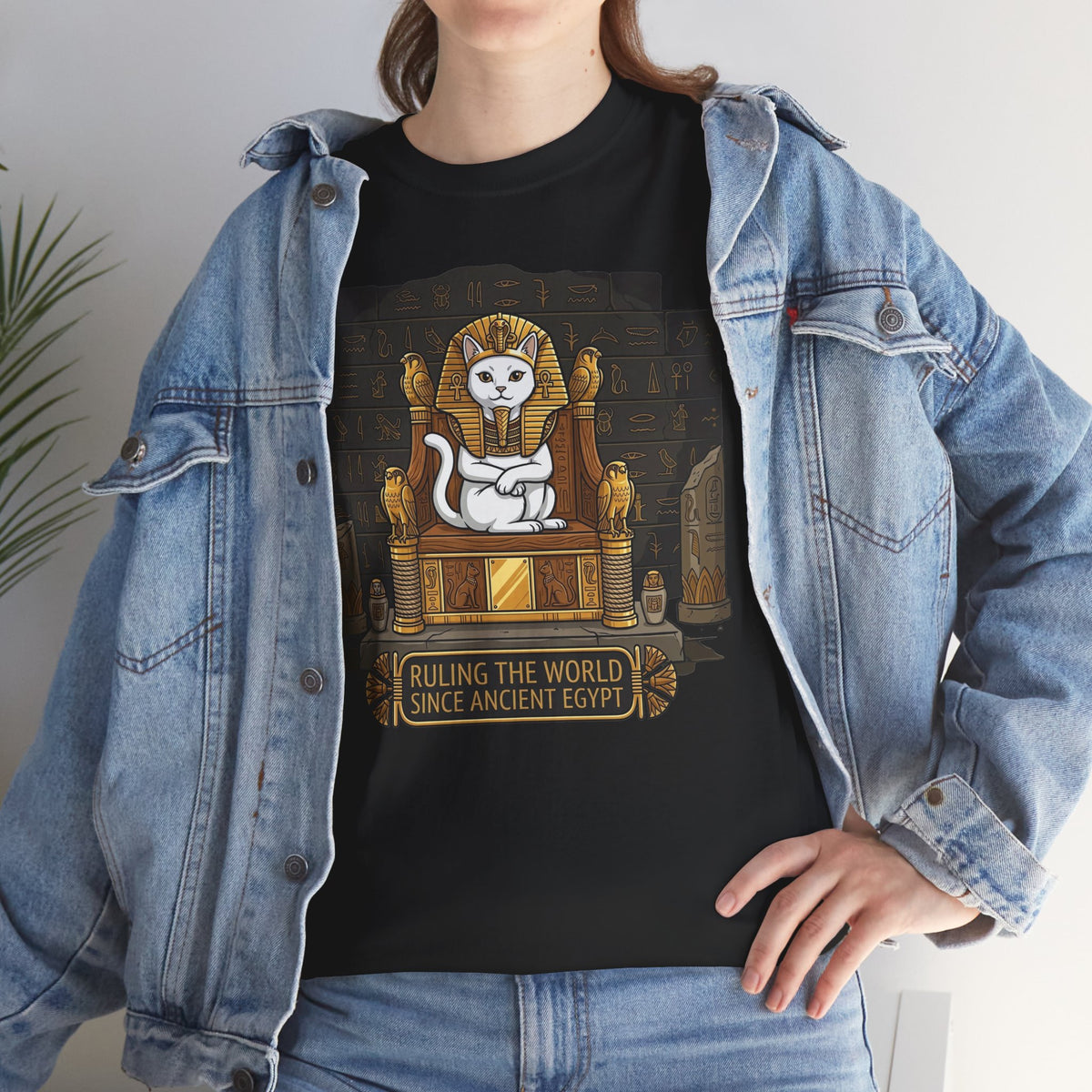 Cat Pharaoh Tee — "Ruling the World Since Ancient Egypt" Vintage Cat King T-Shirt
