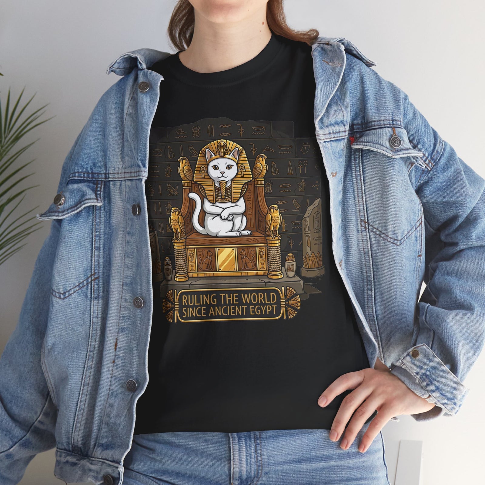 Cat Pharaoh Tee — "Ruling the World Since Ancient Egypt" Vintage Cat King T-Shirt
