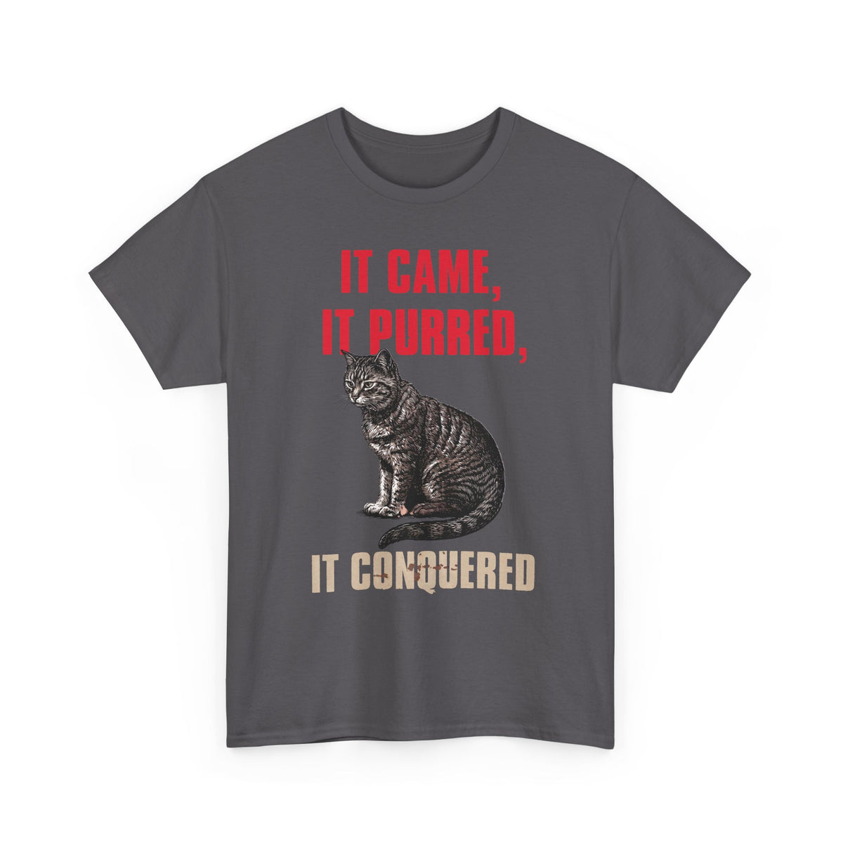 It Came It Purred It Conquered T-Shirt — Funny Julius Caesar Cat Parody Tee