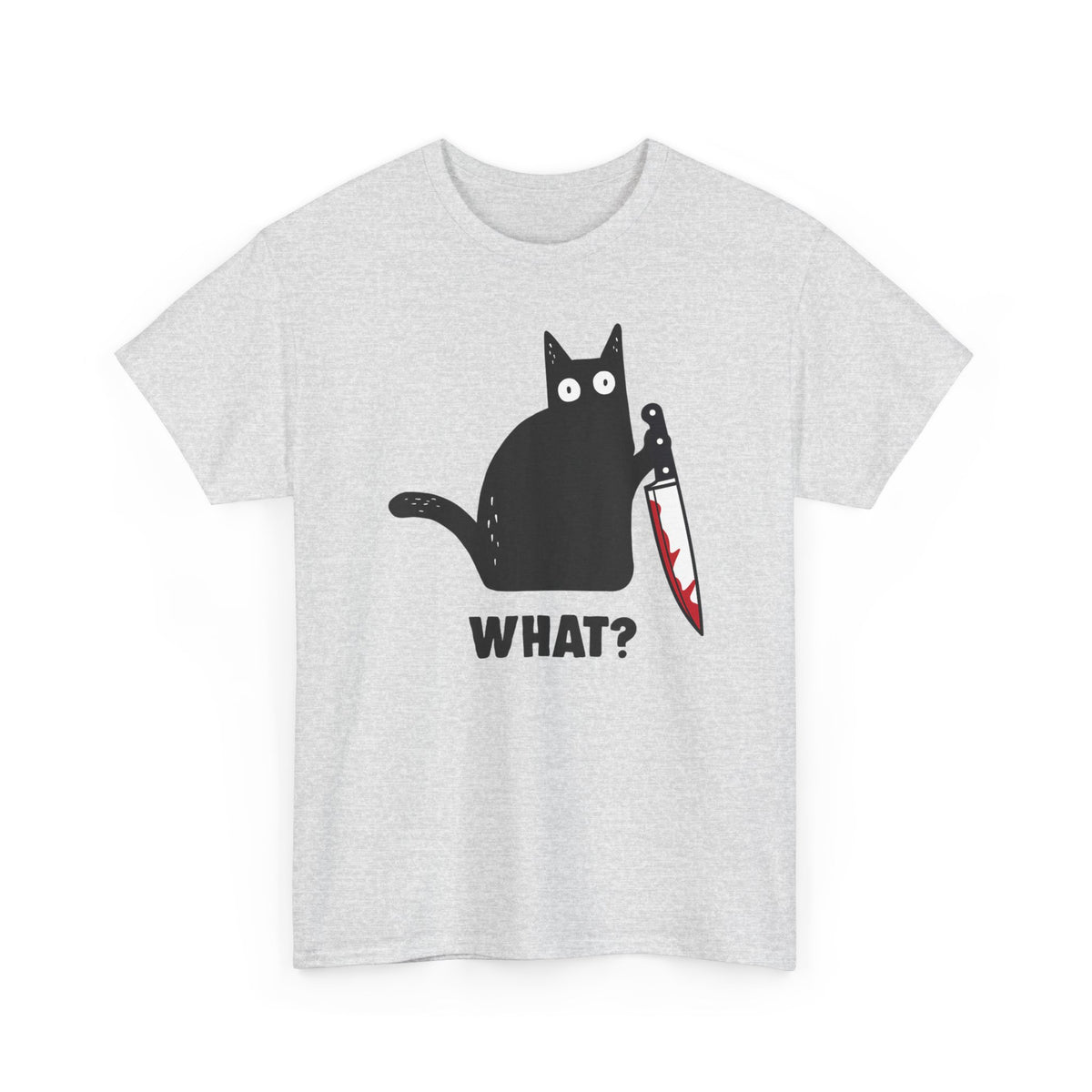"WHAT?" Cat Funny Horror T‑Shirt