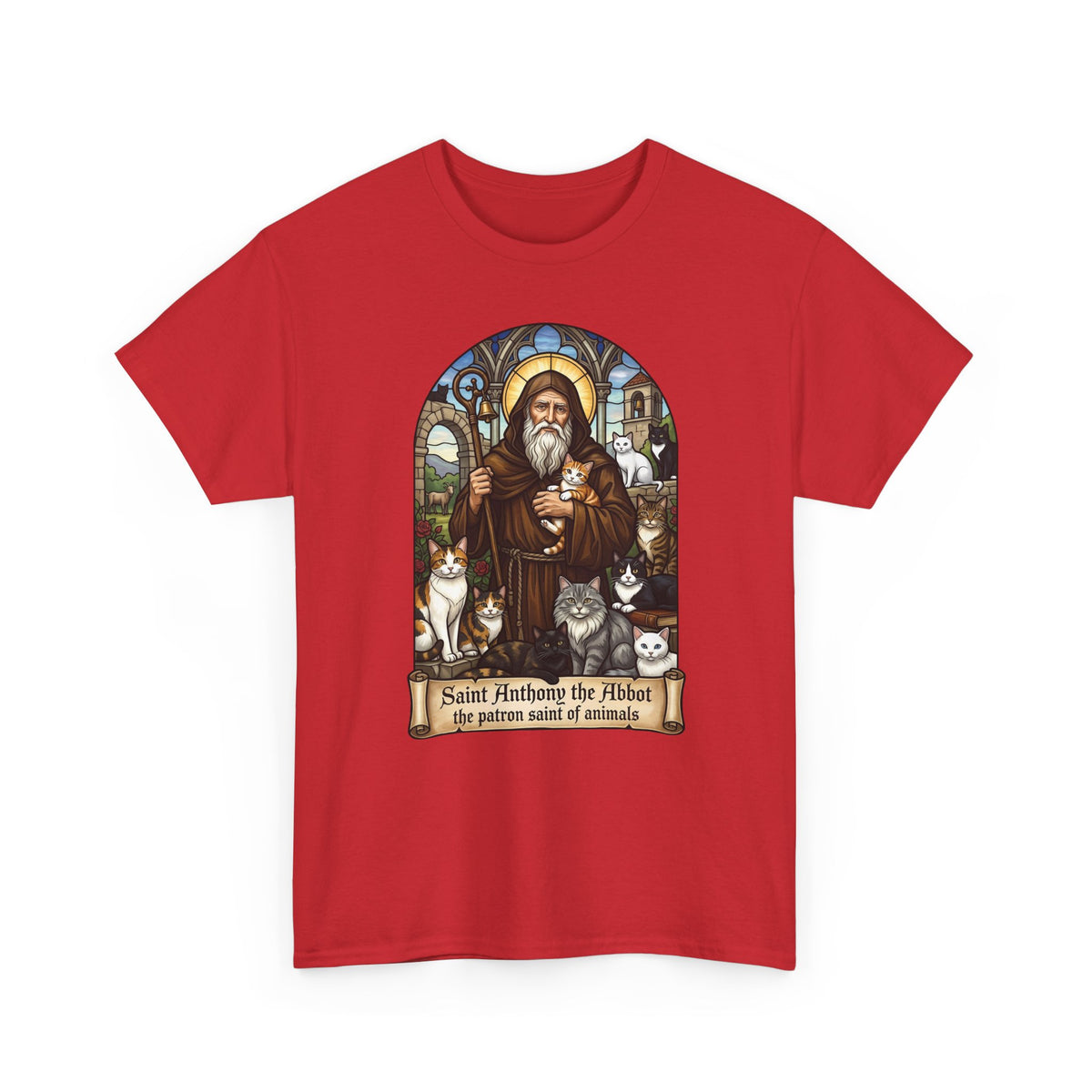 Saint Anthony the Abbot Cat T-Shirt Patron Saint of Animals Shirt