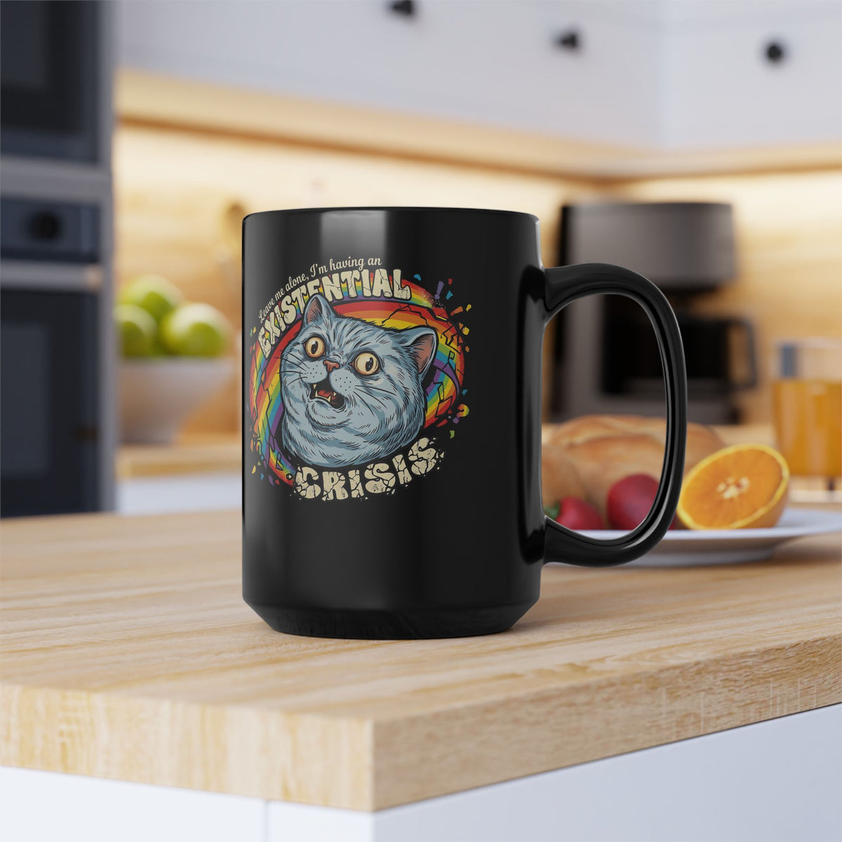 Funny Cat T‑Mug — "Leave Me Alone, I'm Having an EXISTENTIAL CRISIS"