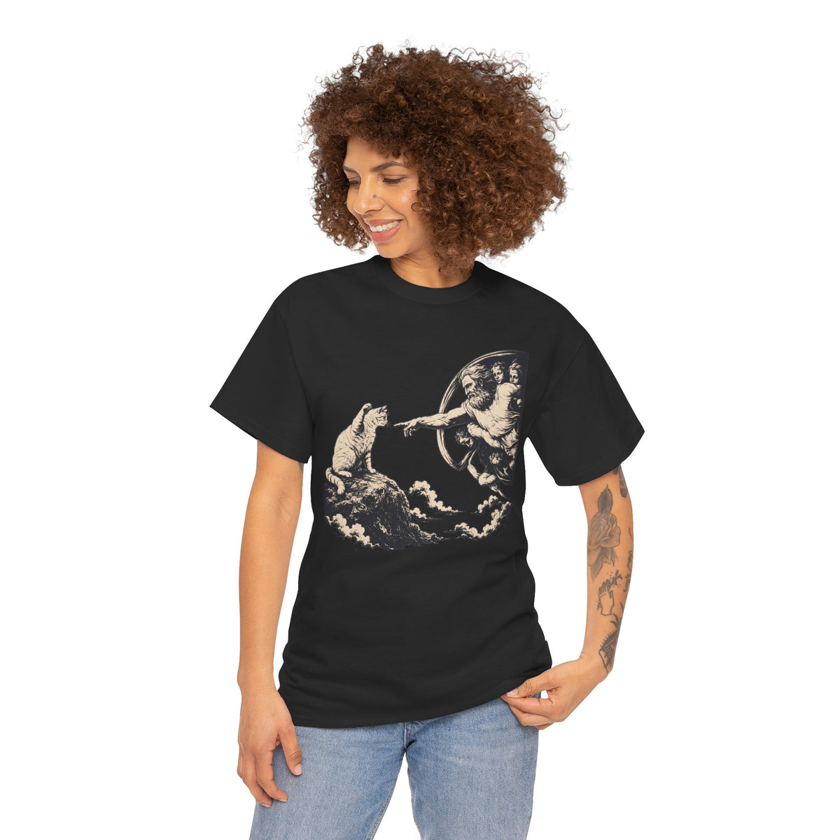 Cat and Creation Tee Vintage Michelangelo-Inspired Puppy Design