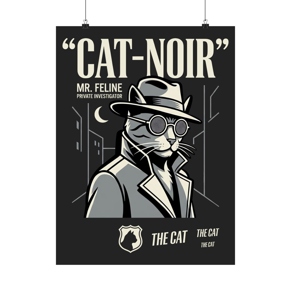 Detective Cat Poster — Vintage Noir Graphic Poster