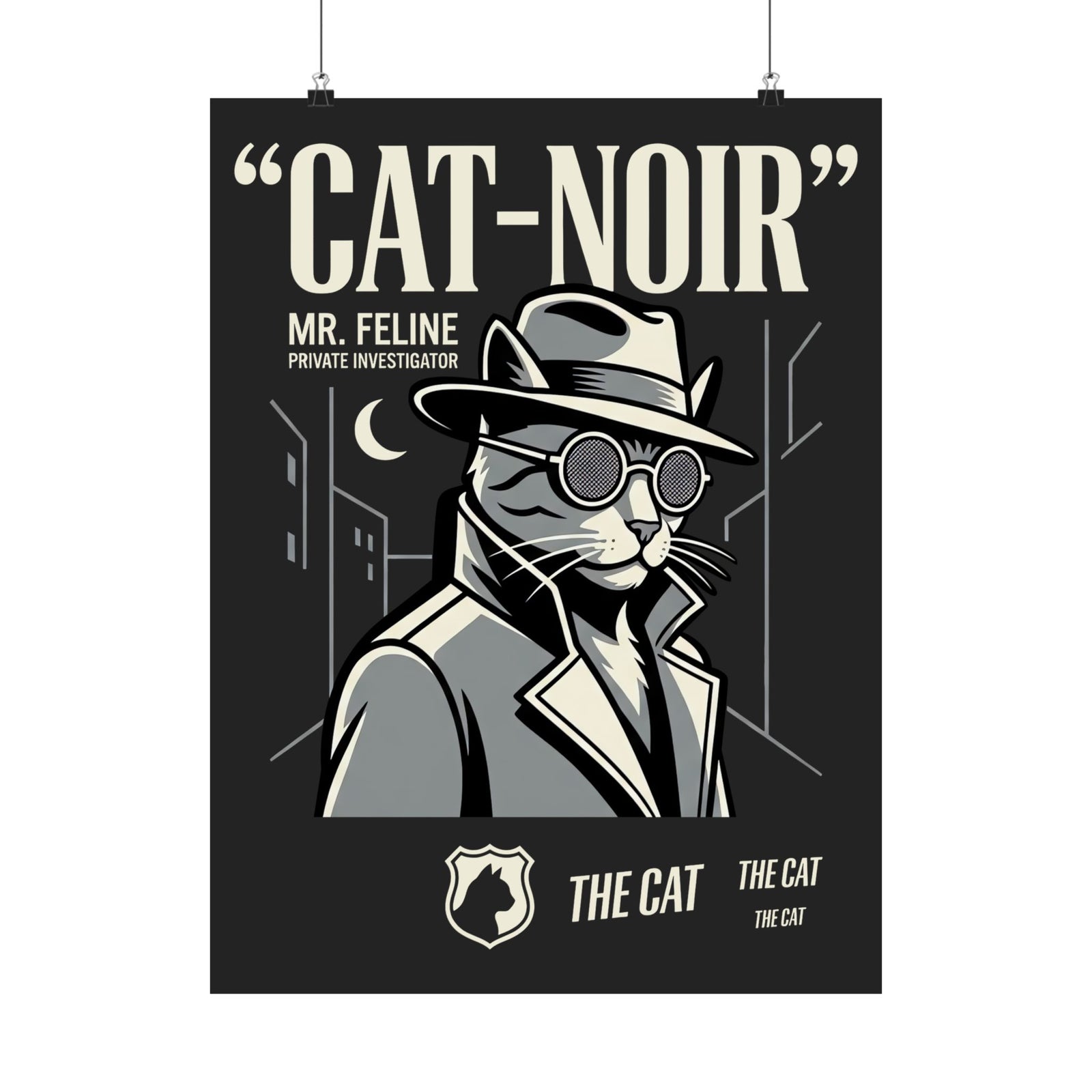 Detective Cat Poster — Vintage Noir Graphic Poster