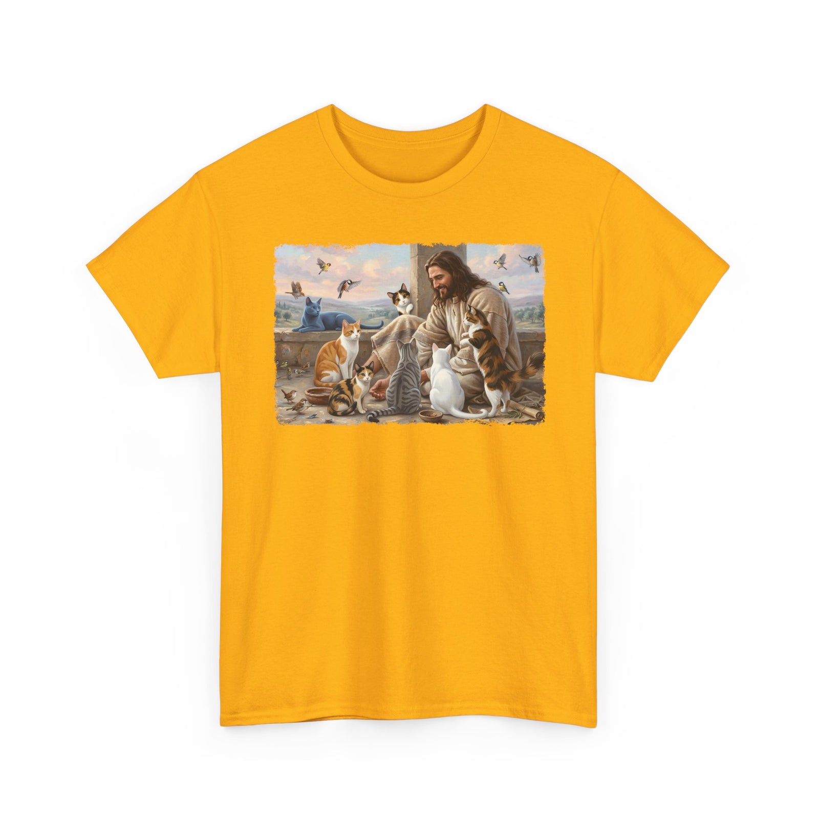 Jesus Surrounded by Cats T-Shirt — Religious Cat Lover Tee