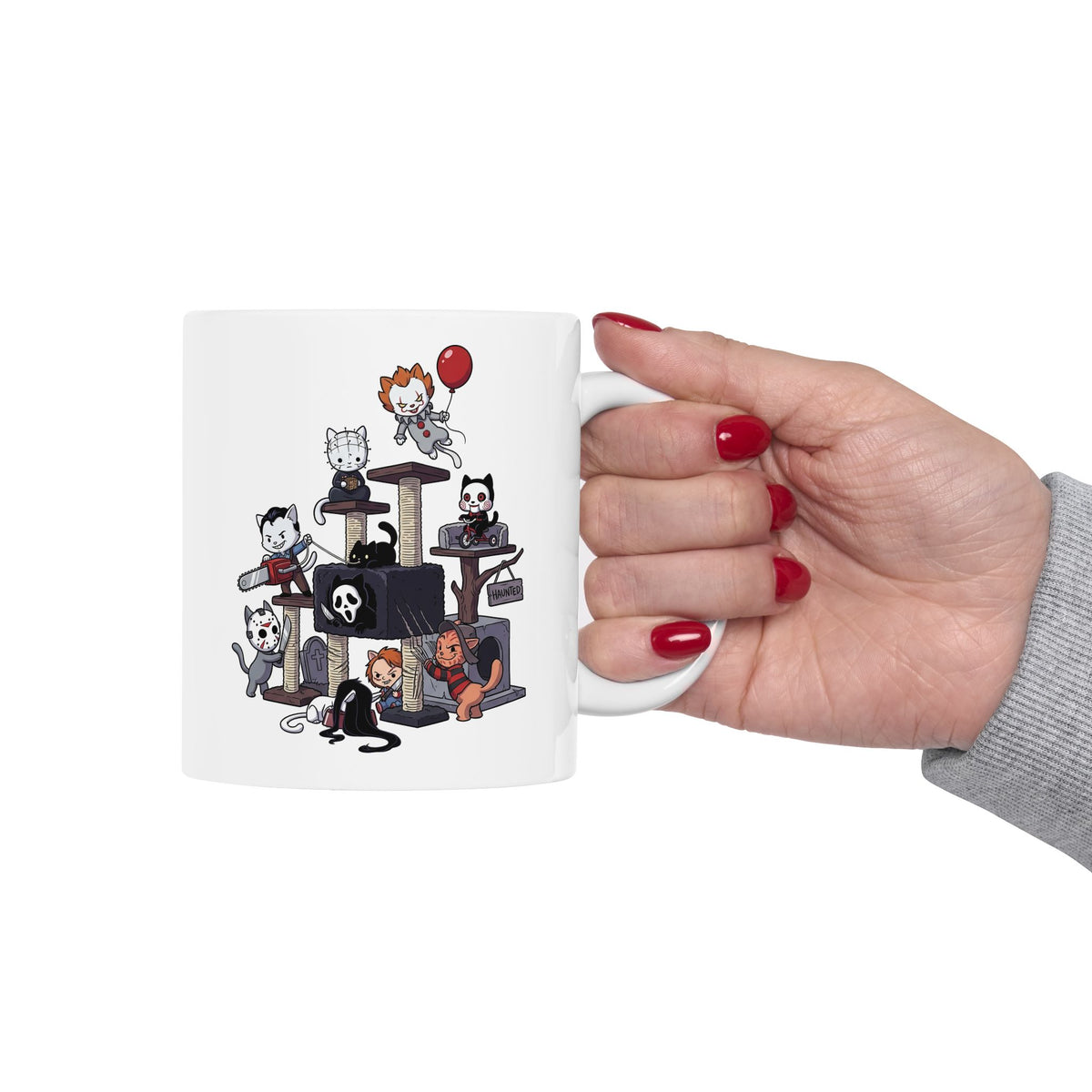 Horror Movie Cats T‑Mug — Cute Creepy Kitty Playground