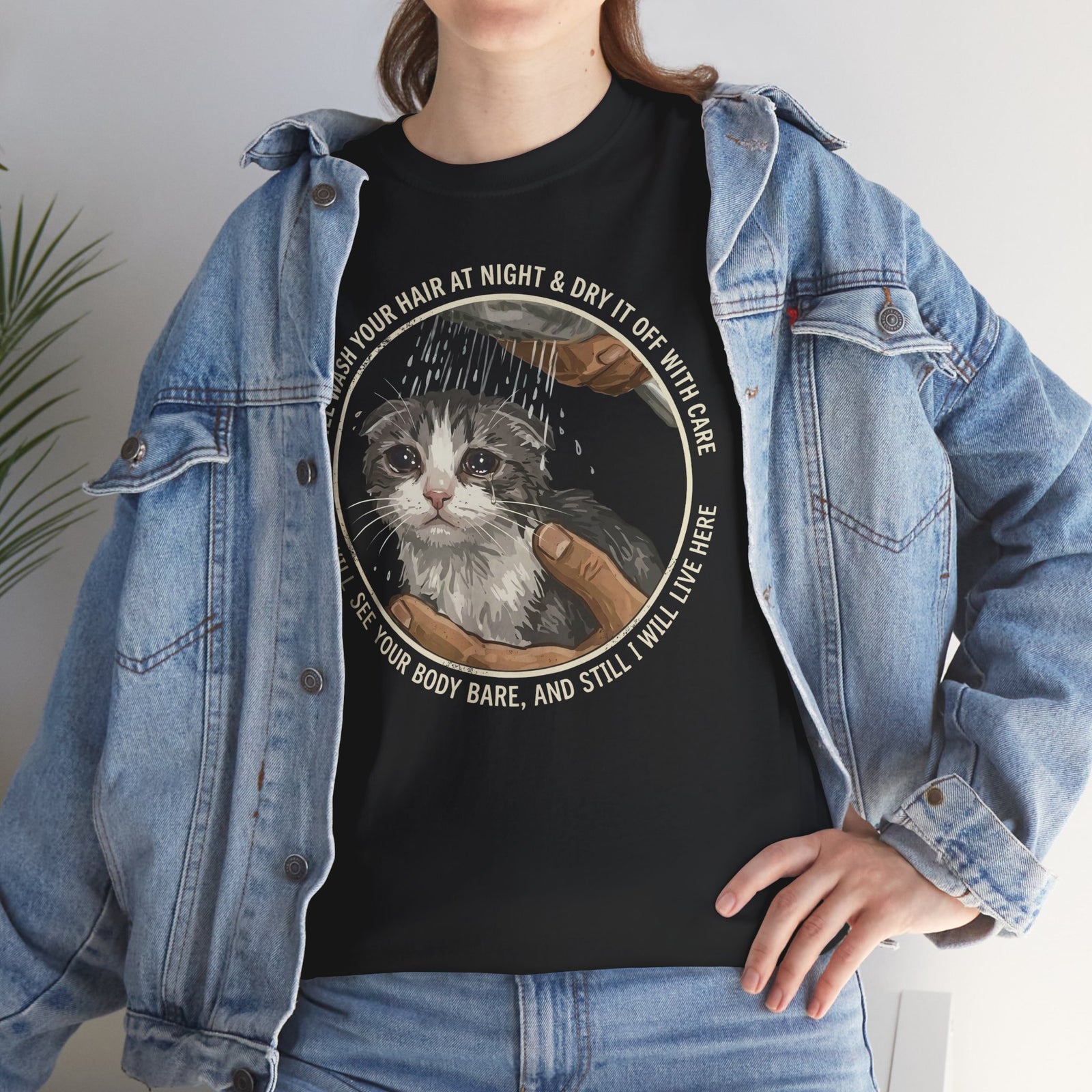 Kitten Rescue Tee — 'I Walk Into Your Hair at Night' Cute Cat Photo T-Shirt