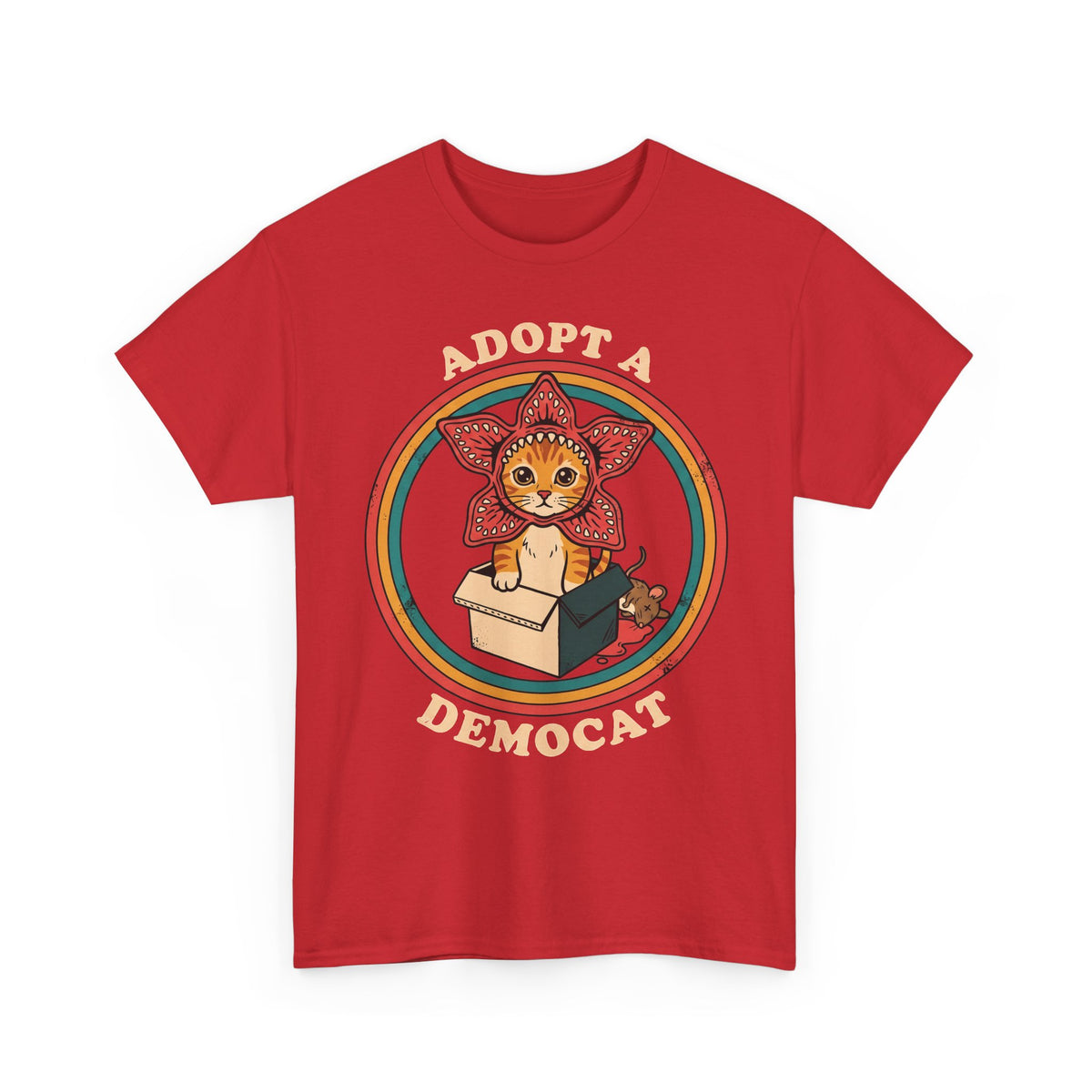 Adopt A Democat T-Shirt — Stranger Things Parody Orange Tabby Tee