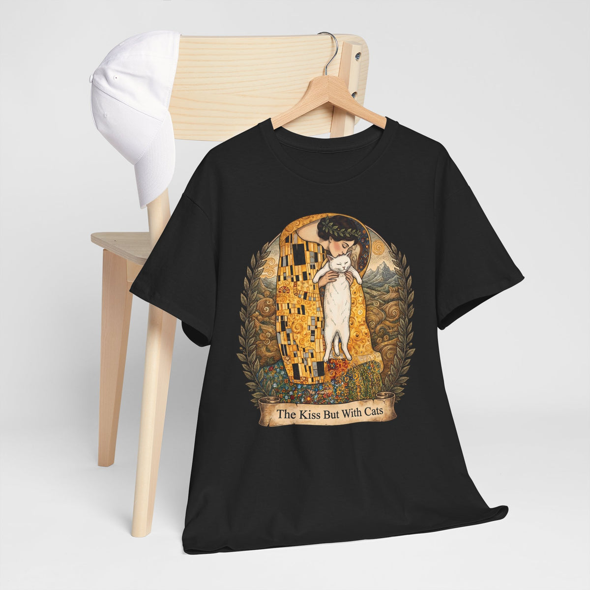 The Kiss But With Cats T-Shirt — Gustav Klimt Fine Art Parody Tee
