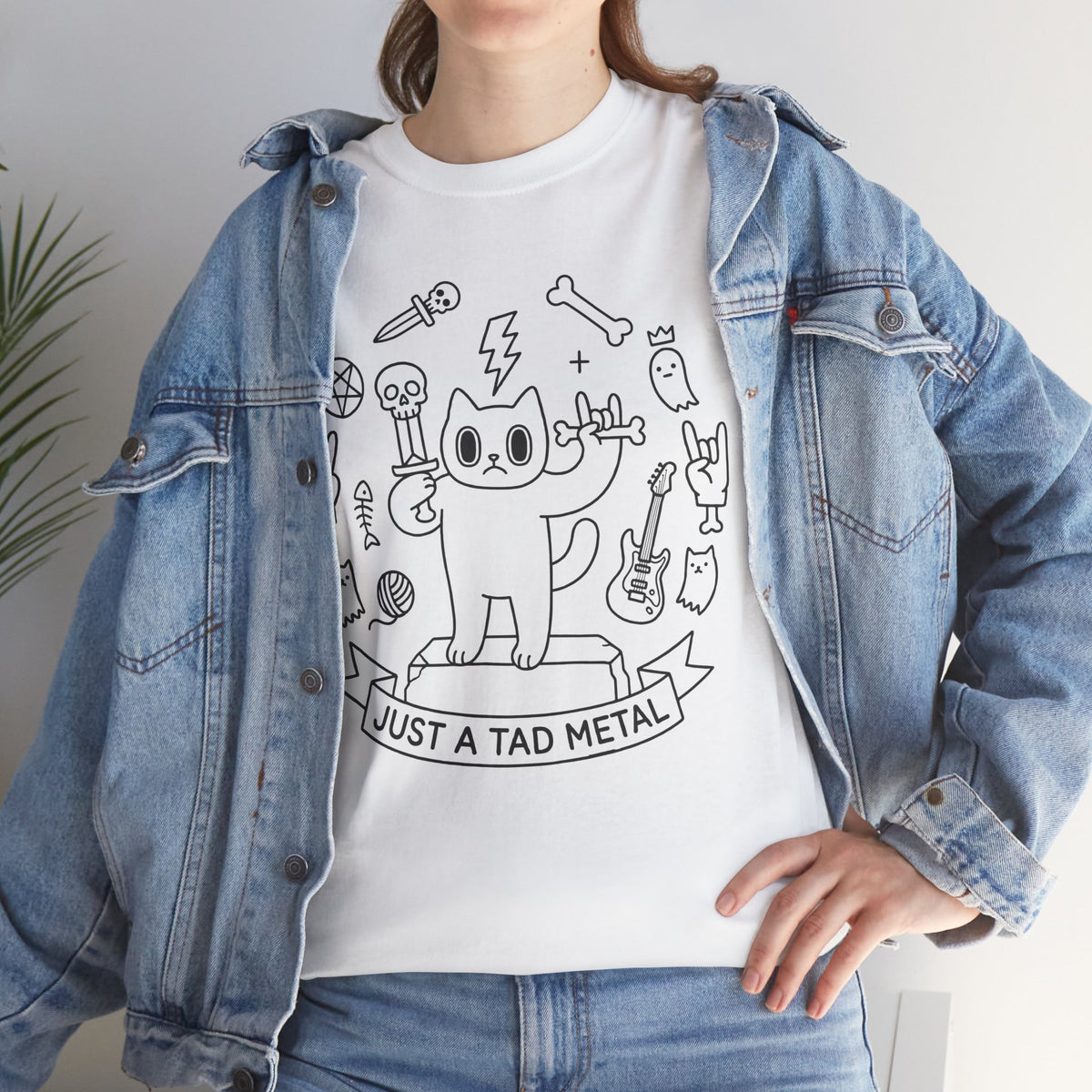 Just A Tad Metal Cat T-Shirt — Funny Heavy Metal Rocker Feline Tee