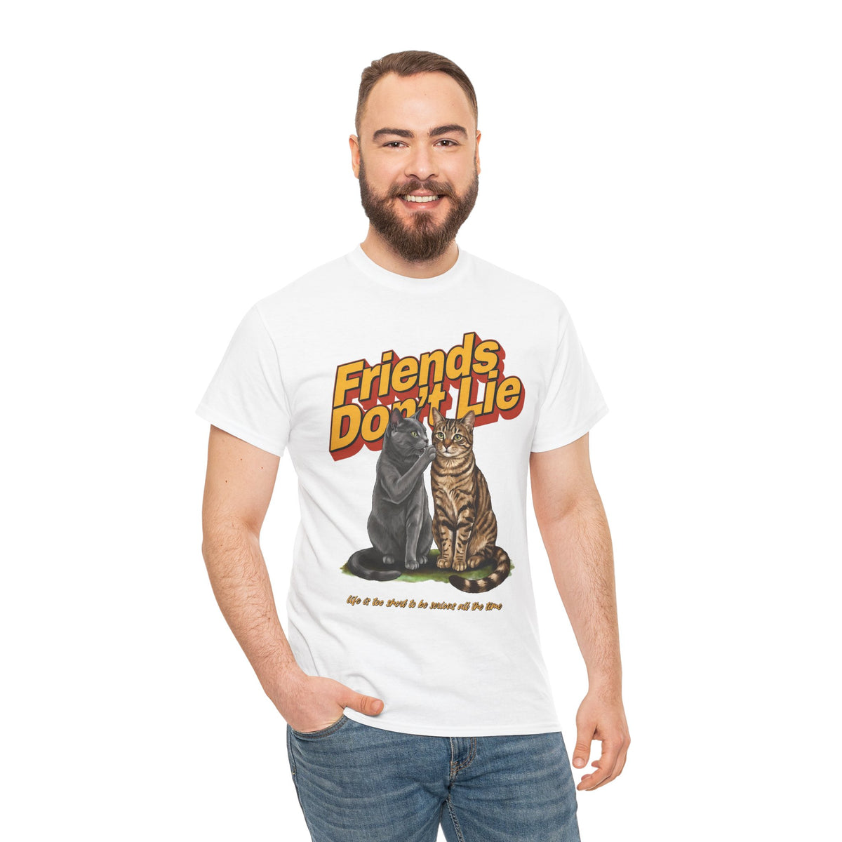 Friends Don't Lie Cat T-Shirt — Funny Cat Gossip Apparel