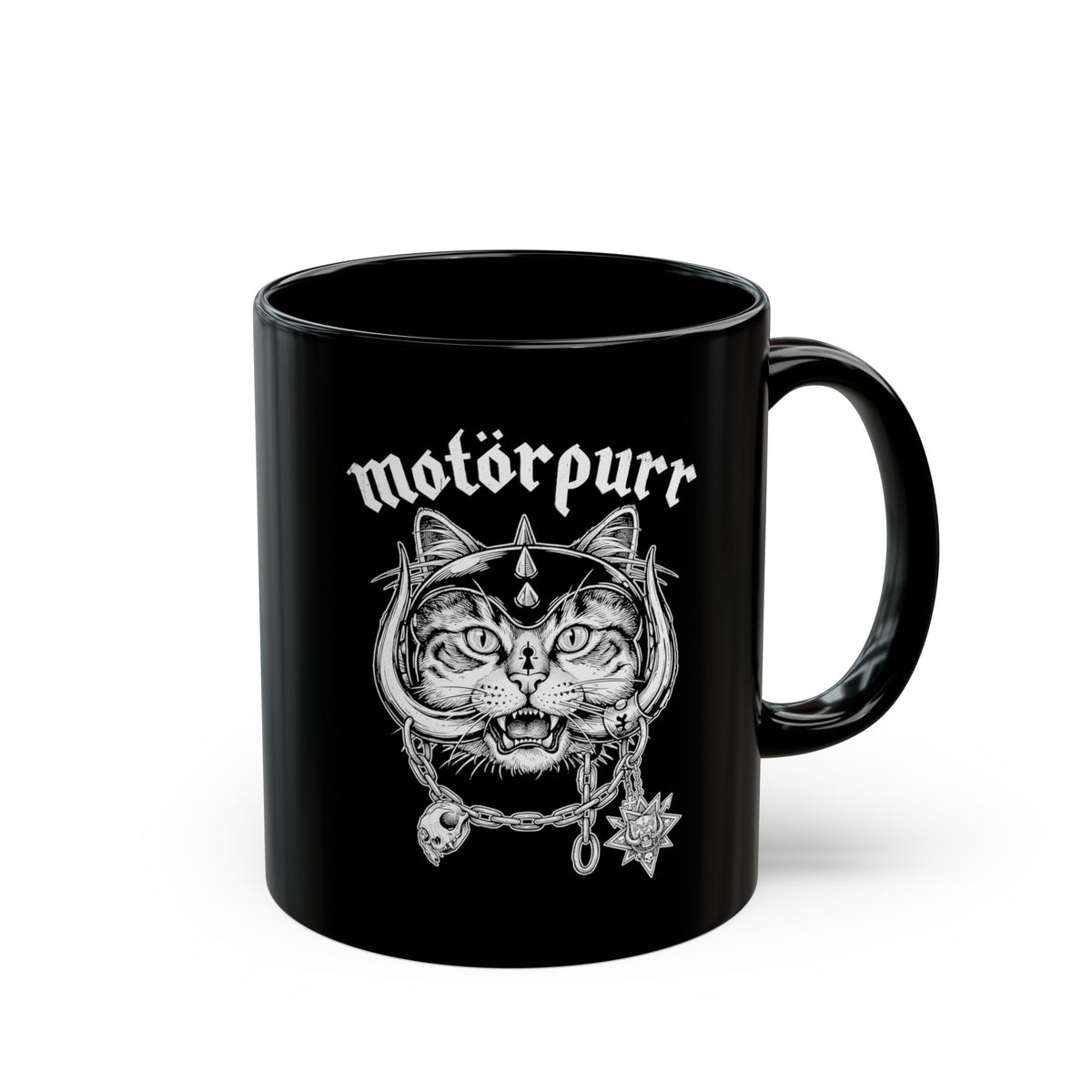 Heavy Metal Cat "Motorpurr" Black Mug