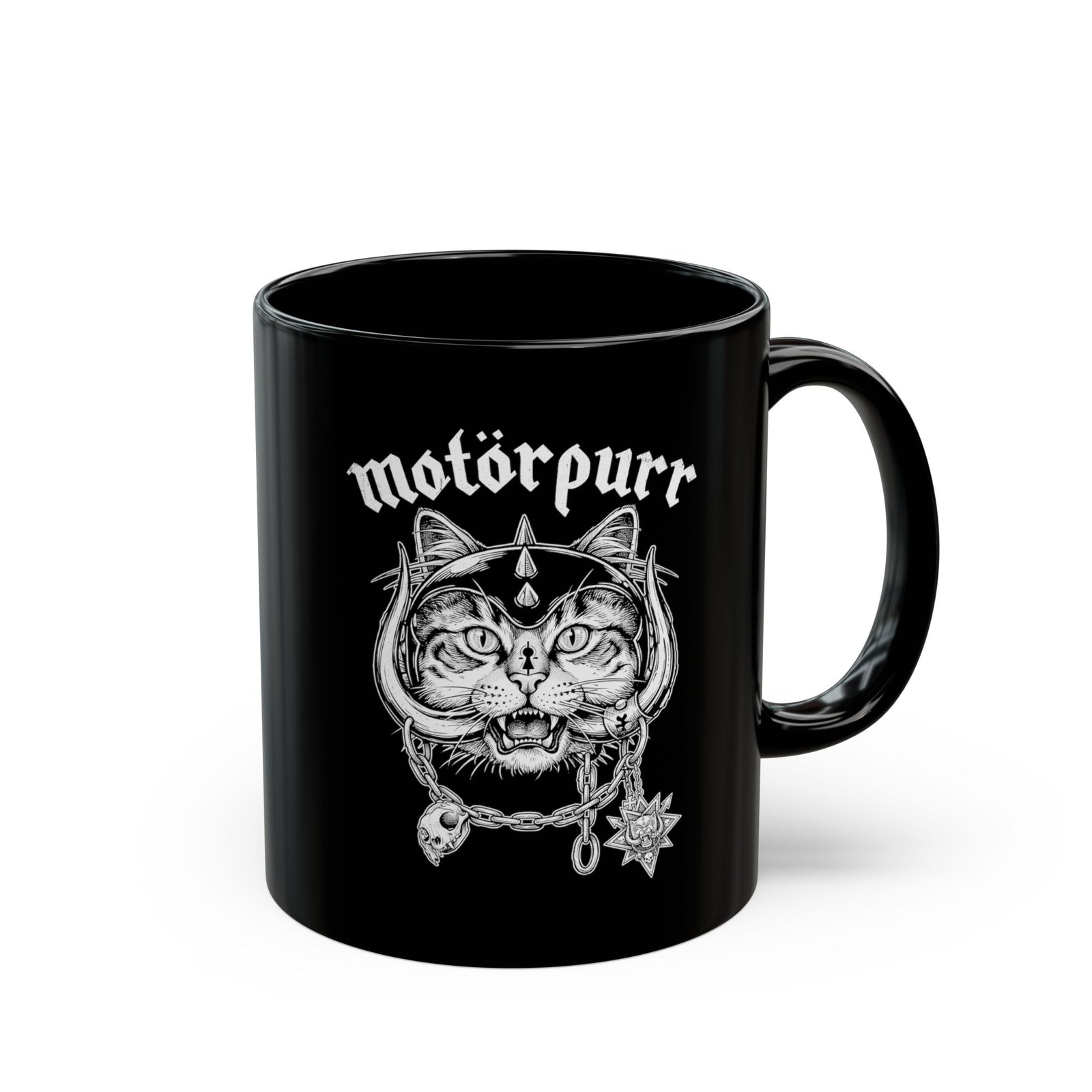 Heavy Metal Cat "Motorpurr" Black Mug
