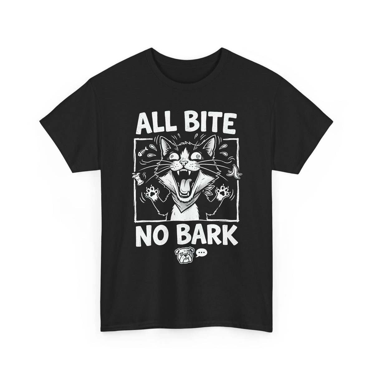 Cat All Bite No Bark T-Shirt — Funny Cat Lover Tee