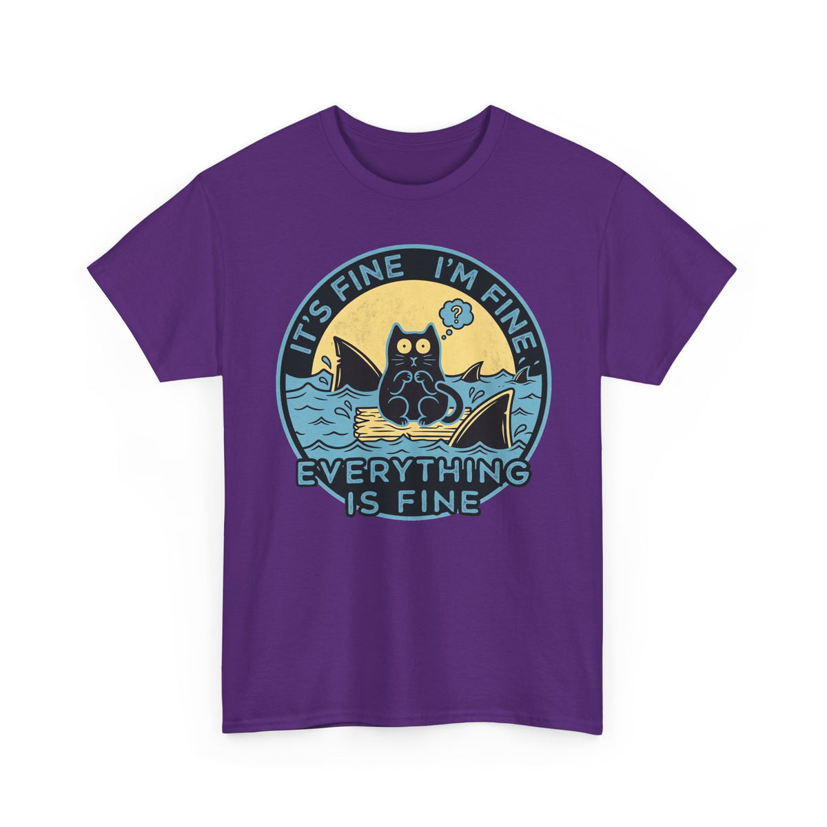 Everything Is Fine Cat Tee — Funny Retro Cat T-Shirt (It’s Fine I’m Fine)
