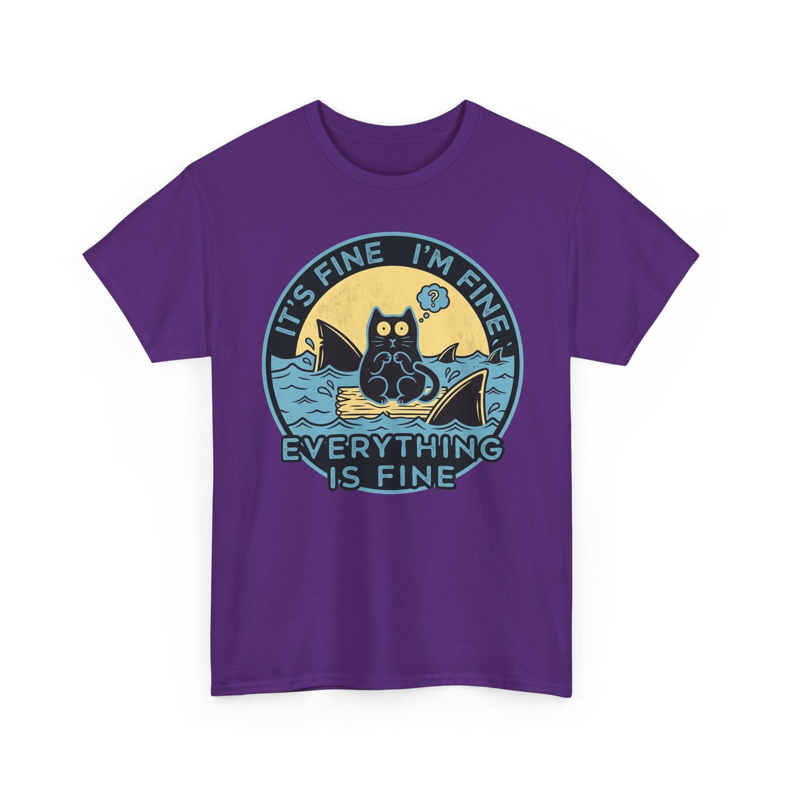 Everything Is Fine Cat Tee — Funny Retro Cat T-Shirt (It’s Fine I’m Fine)